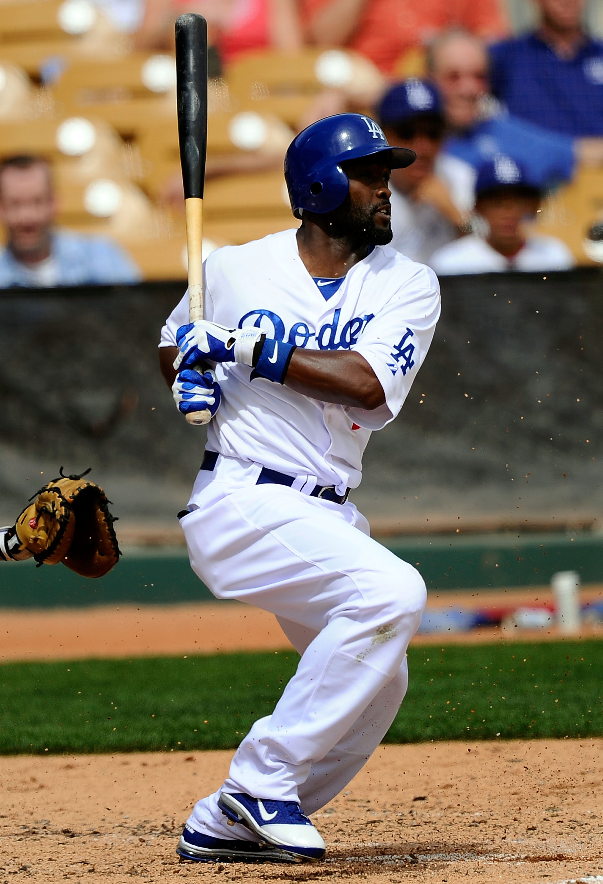 GLENDALE, AZ - MARCH 15: Tony Gwynn Jr. #10 of the Los Angeles Dodgers plays in the spring training baseball game against the Texas Rangers at Camelback Ranch on March 15, 2011 in Glendale, Arizona. (Photo by Kevork Djansezian/Getty Images) GLENDALE, AZ - MARCH 15: Tony Gwynn Jr. #10 of the Los Angeles Dodgers plays in the spring training baseball game against the Texas Rangers at Camelback Ranch on March 15, 2011 in Glendale, Arizona. (Photo by Kevork Djansezian/Getty Images)