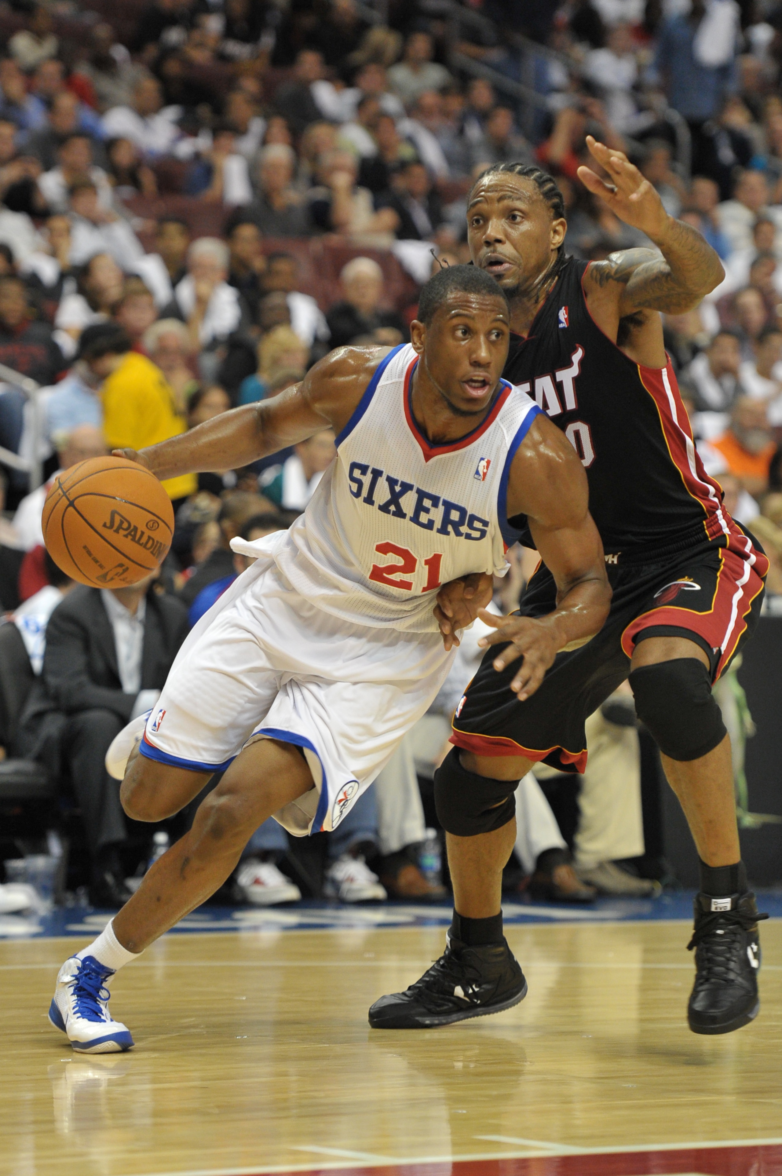 PHILADELPHIA - OCTOBER 27: Evan Turner #12 of the Philadelphia 76ers in action during the game against the Miami Heat at the Wells Fargo Center on October 27, 2010 in Philadelphia, Pennsylvania. NOTE TO USER: User expressly acknowledges and agrees that, b PHILADELPHIA - OCTOBER 27: Evan Turner #12 of the Philadelphia 76ers in action during the game against the Miami Heat at the Wells Fargo Center on October 27, 2010 in Philadelphia, Pennsylvania. NOTE TO USER: User expressly acknowledges and agrees that, b