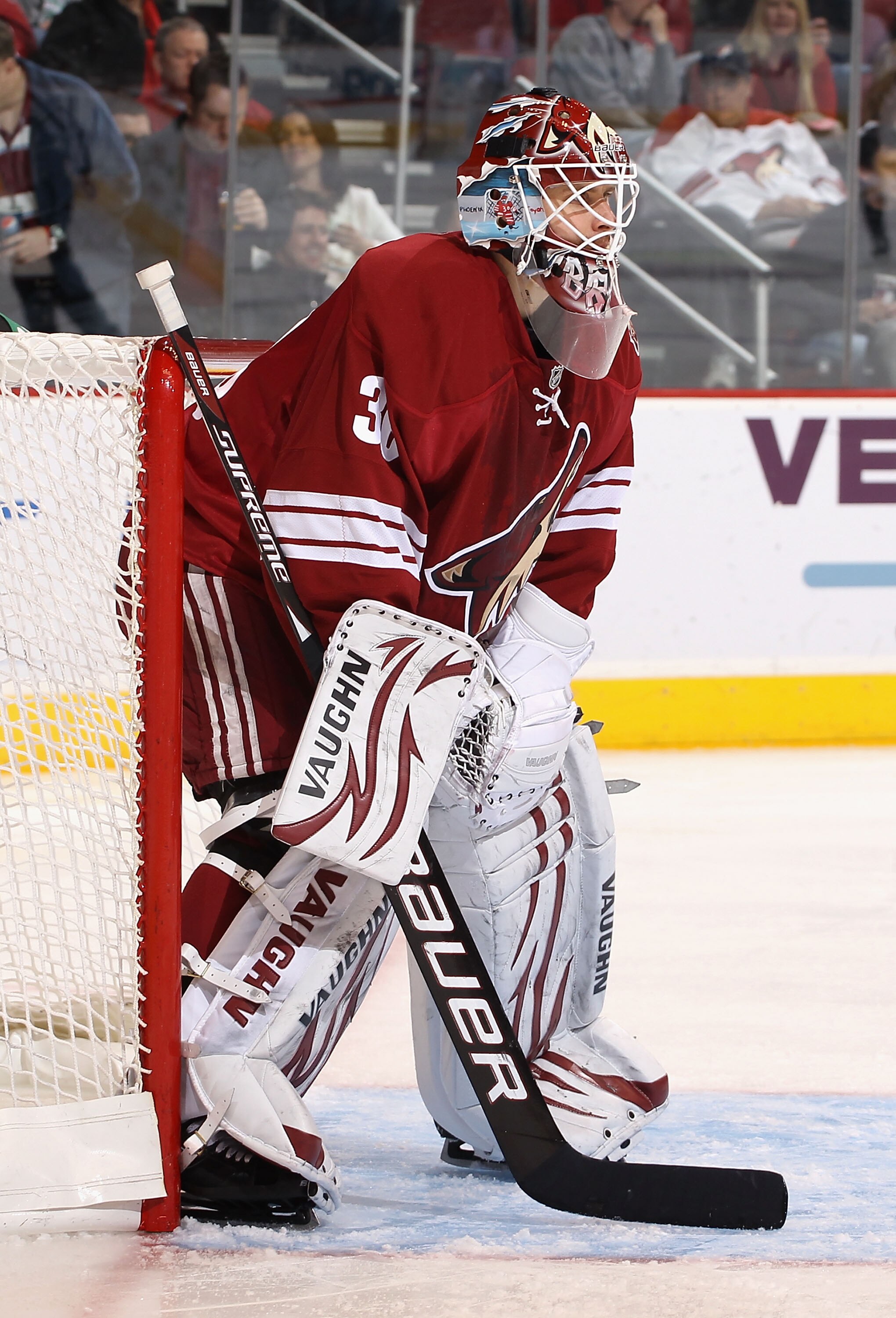 GLENDALE, AZ - JANUARY 15:  Goaltender Ilya Bryzgalov #30 of the Phoenix Coyotes in action during the NHL game against the Anaheim Ducks at Jobing.com Arena on January 15, 2011 in Glendale, Arizona.  The Coyotes defeated the Ducks 6-2.  (Photo by Christia