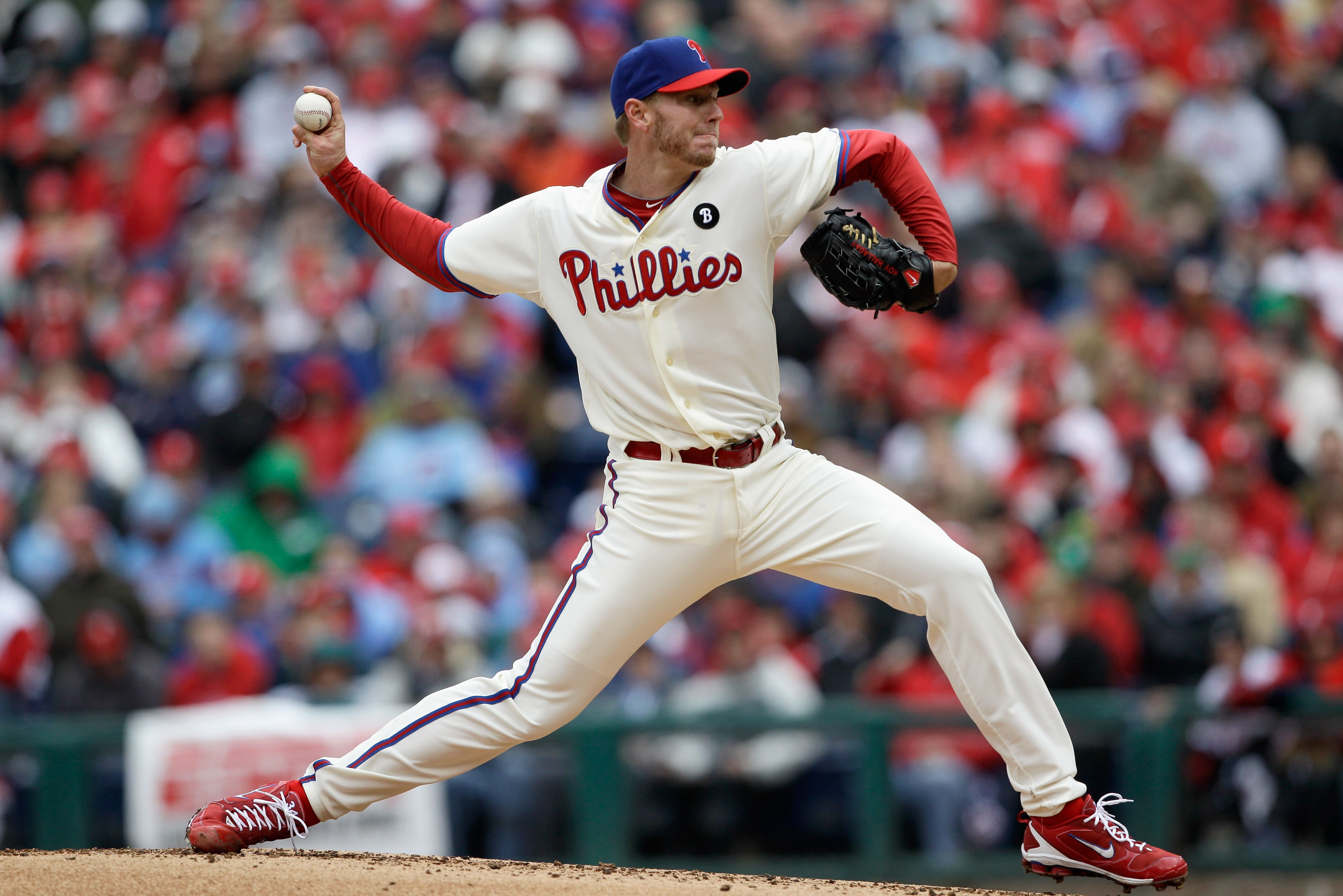 PHILADELPHIA, PA - APRIL 01:  Starting pitcher Roy Halladay #34 of the Philadelphia Phillies delivers to a Houston Astros batter during the second inning of opening day at Citizens Bank Park on April 1, 2011 in Philadelphia, Pennsylvania.  (Photo by Rob C