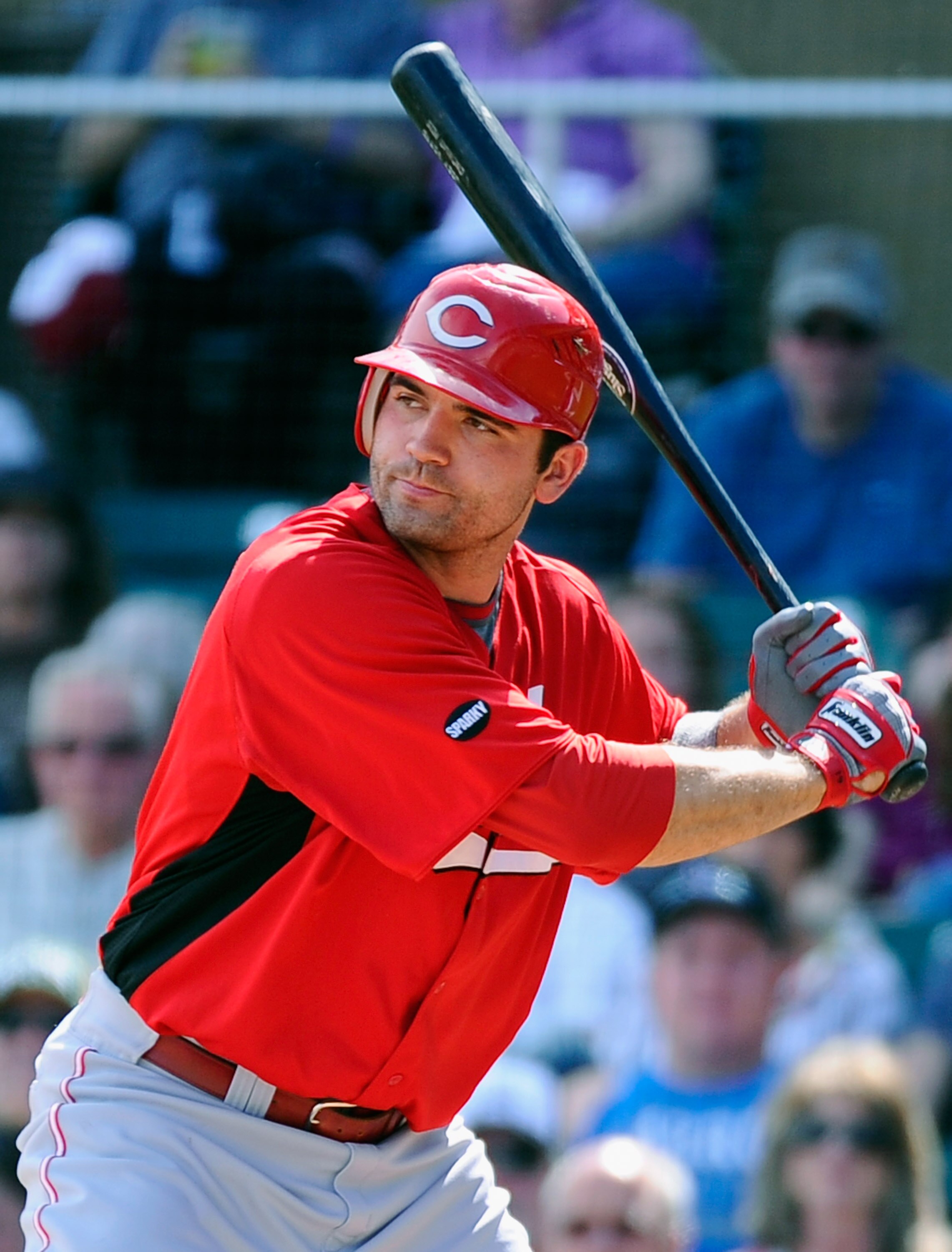 SCOTTSDALE, AZ - MARCH 14:  Joey Votto #19 of the Cincinnati Reds against the Colorodo Rockies during the spring training baseball game at Salt River Fields at Talking Stick on March 14, 2011 in Scottsdale, Arizona.  (Photo by Kevork Djansezian/Getty Imag