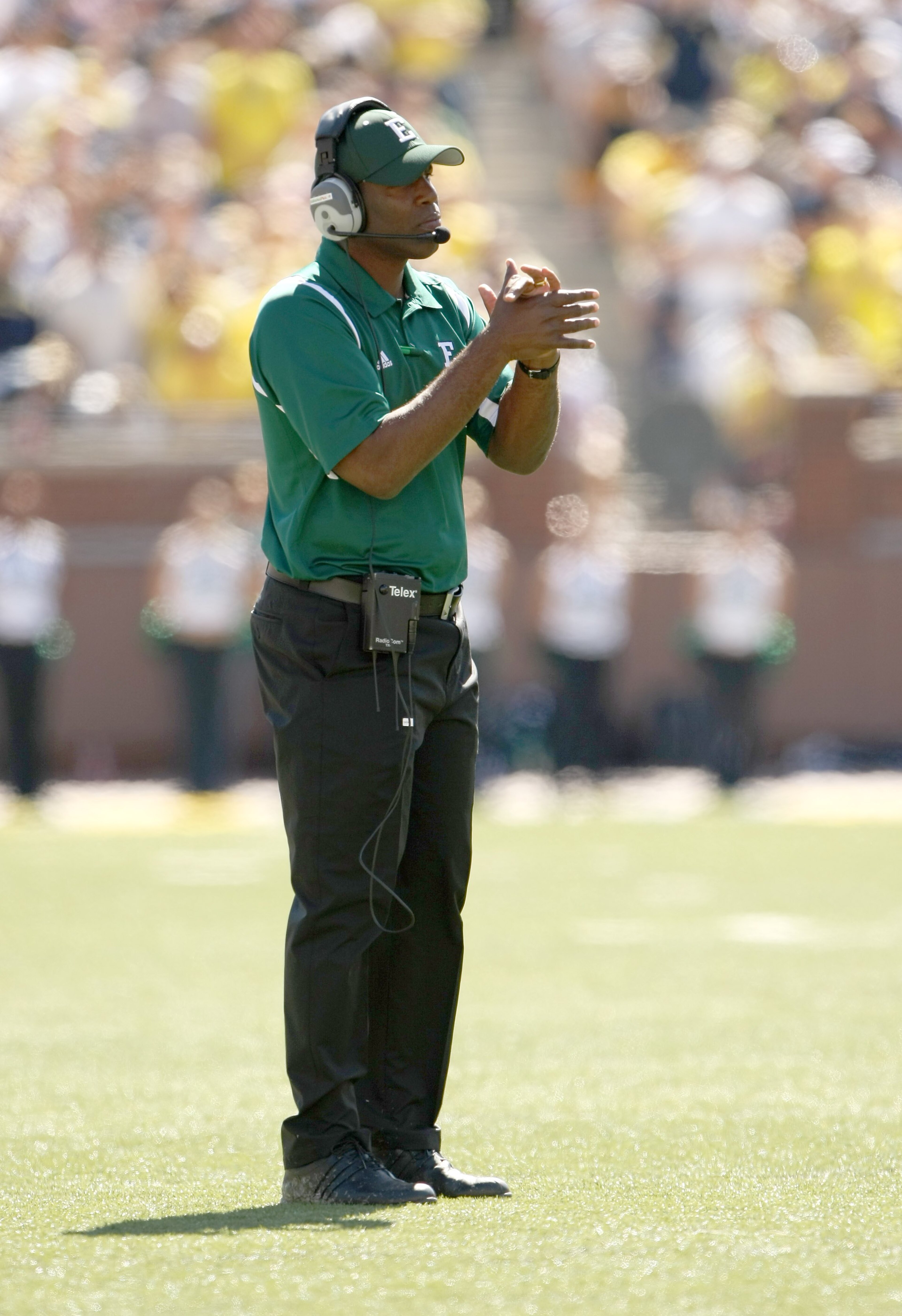 ANN ARBOR, MI - SEPTEMBER 19:  Head coach Ron English stands on the field during the game with the Michigan Wolverines at Michigan Stadium on September 19, 2009 in Ann Arbor, Michigan.  Michigan won 45-17.  (Photo by Stephen Dunn/Getty Images)