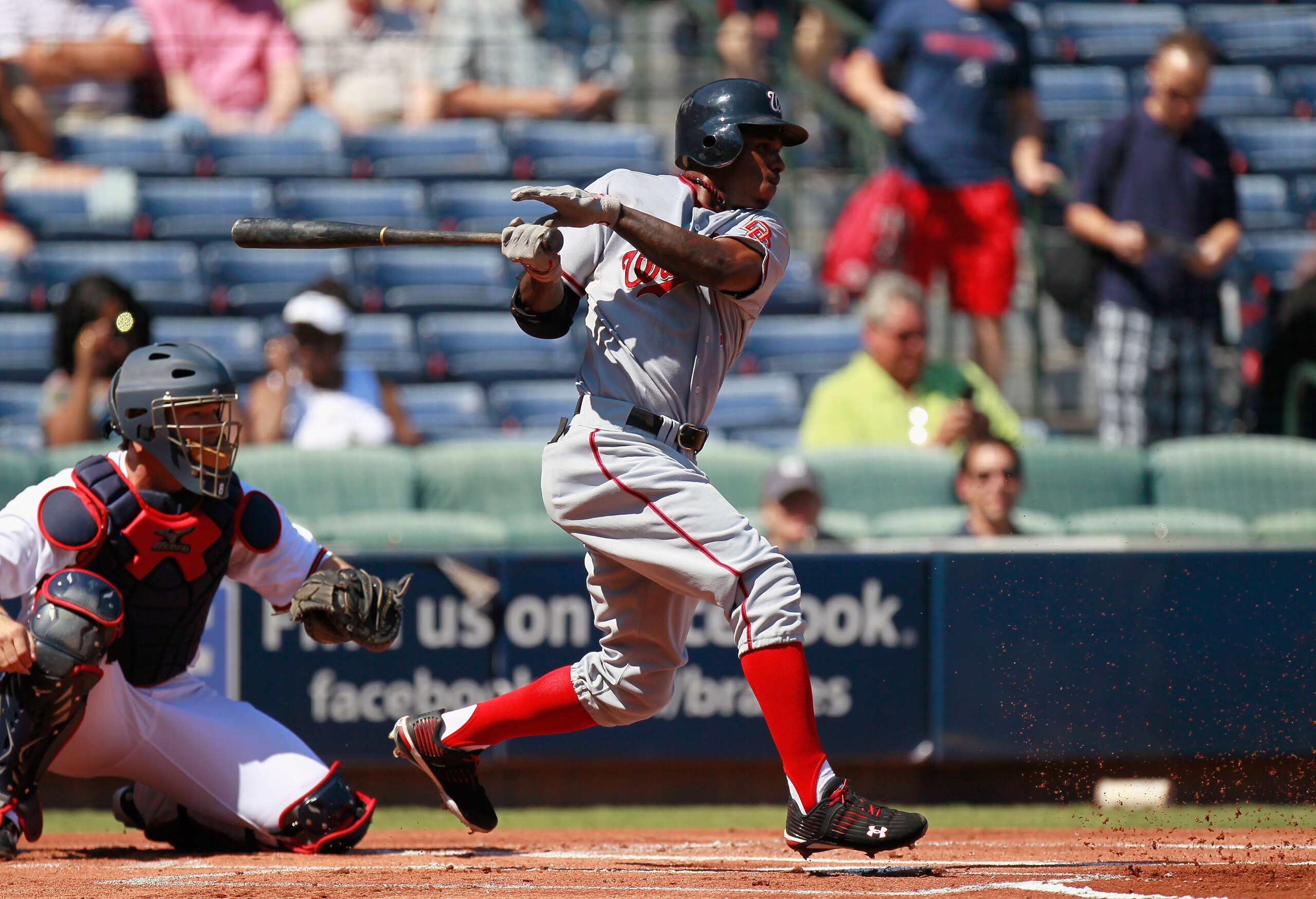 ATLANTA - SEPTEMBER 15: Nyjer Morgan #1 of the Washington Nationals against the Atlanta Braves at Turner Field on September 15, 2010 in Atlanta, Georgia. (Photo by Kevin C. Cox/Getty Images) ATLANTA - SEPTEMBER 15: Nyjer Morgan #1 of the Washington Nationals against the Atlanta Braves at Turner Field on September 15, 2010 in Atlanta, Georgia. (Photo by Kevin C. Cox/Getty Images)