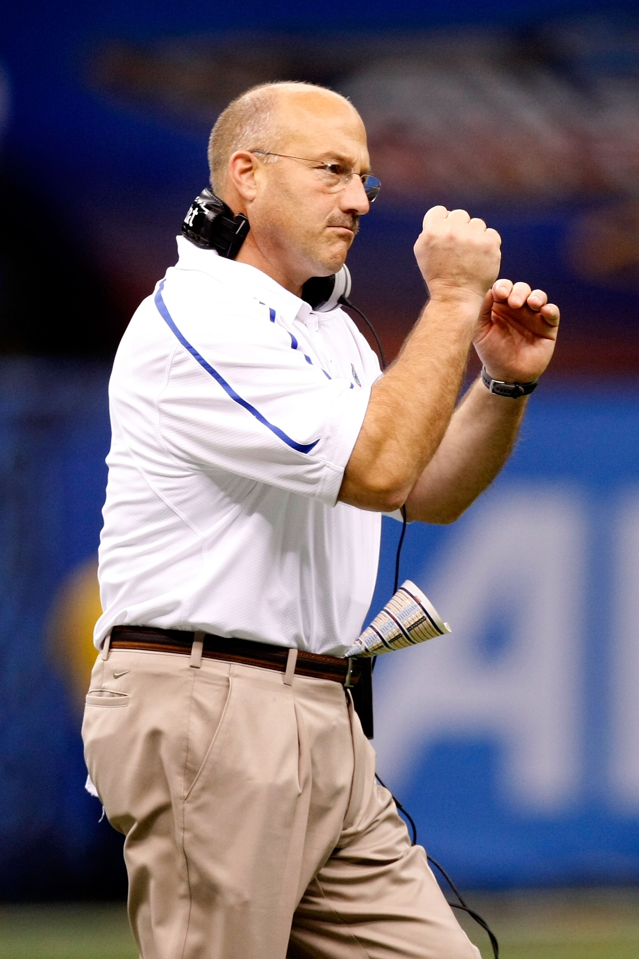 NEW ORLEANS - JANUARY 01: Offensive coordinator and interim head coach Steve Addazio of the Florida Gators celebrates a touchdown from the sidelines during the Allstate Sugar Bowl against the Cincinnati Bearcats at the Louisana Superdome on January 1, 20 NEW ORLEANS - JANUARY 01: Offensive coordinator and interim head coach Steve Addazio of the Florida Gators celebrates a touchdown from the sidelines during the Allstate Sugar Bowl against the Cincinnati Bearcats at the Louisana Superdome on January 1, 20