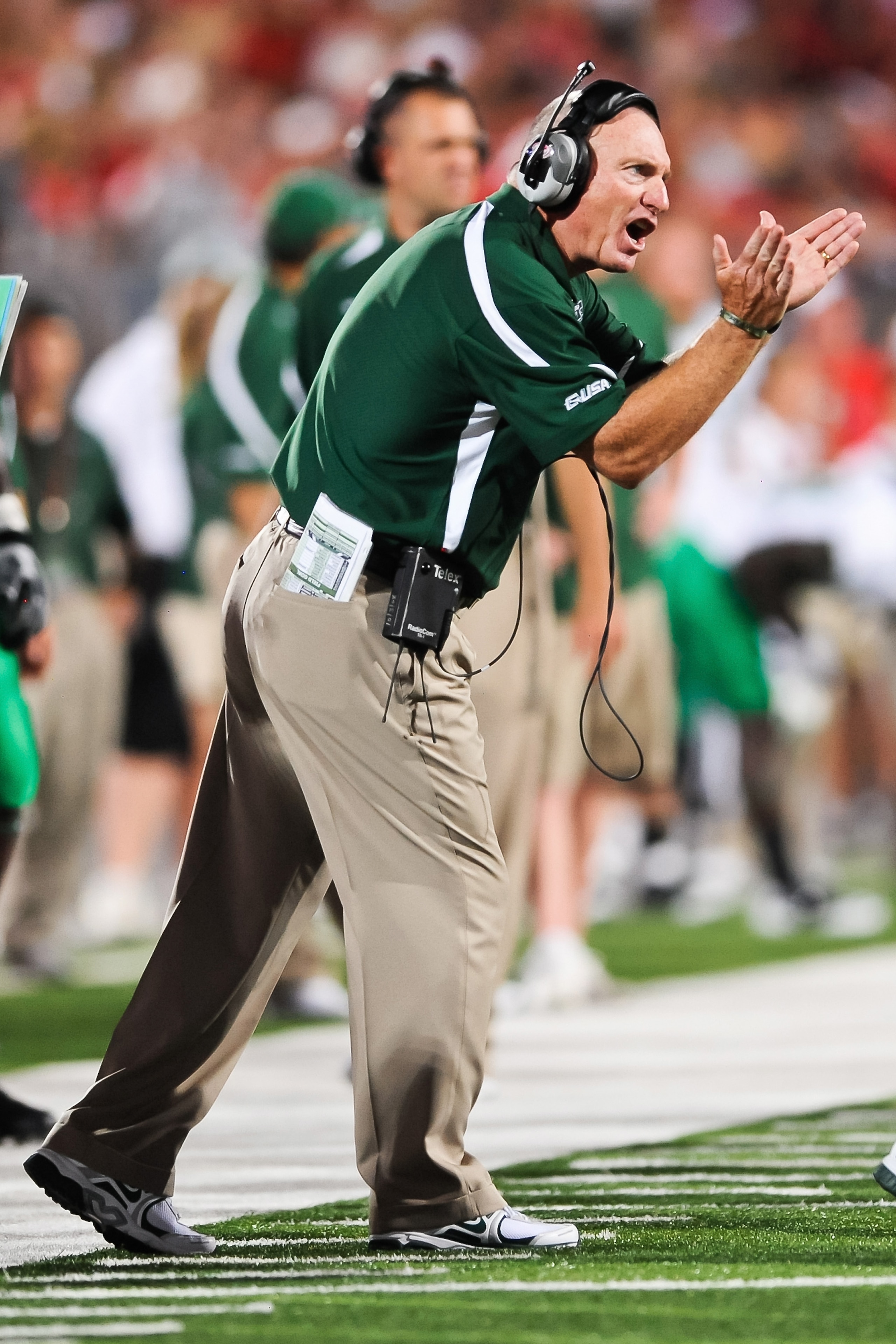 COLUMBUS, OH - SEPTEMBER 2: Head Coach Doc Holliday of the Marshall Thundering Herd encourages his team against the Ohio State Buckeyes at Ohio Stadium on September 2, 2010 in Columbus, Ohio. (Photo by Jamie Sabau/Getty Images) COLUMBUS, OH - SEPTEMBER 2: Head Coach Doc Holliday of the Marshall Thundering Herd encourages his team against the Ohio State Buckeyes at Ohio Stadium on September 2, 2010 in Columbus, Ohio. (Photo by Jamie Sabau/Getty Images)