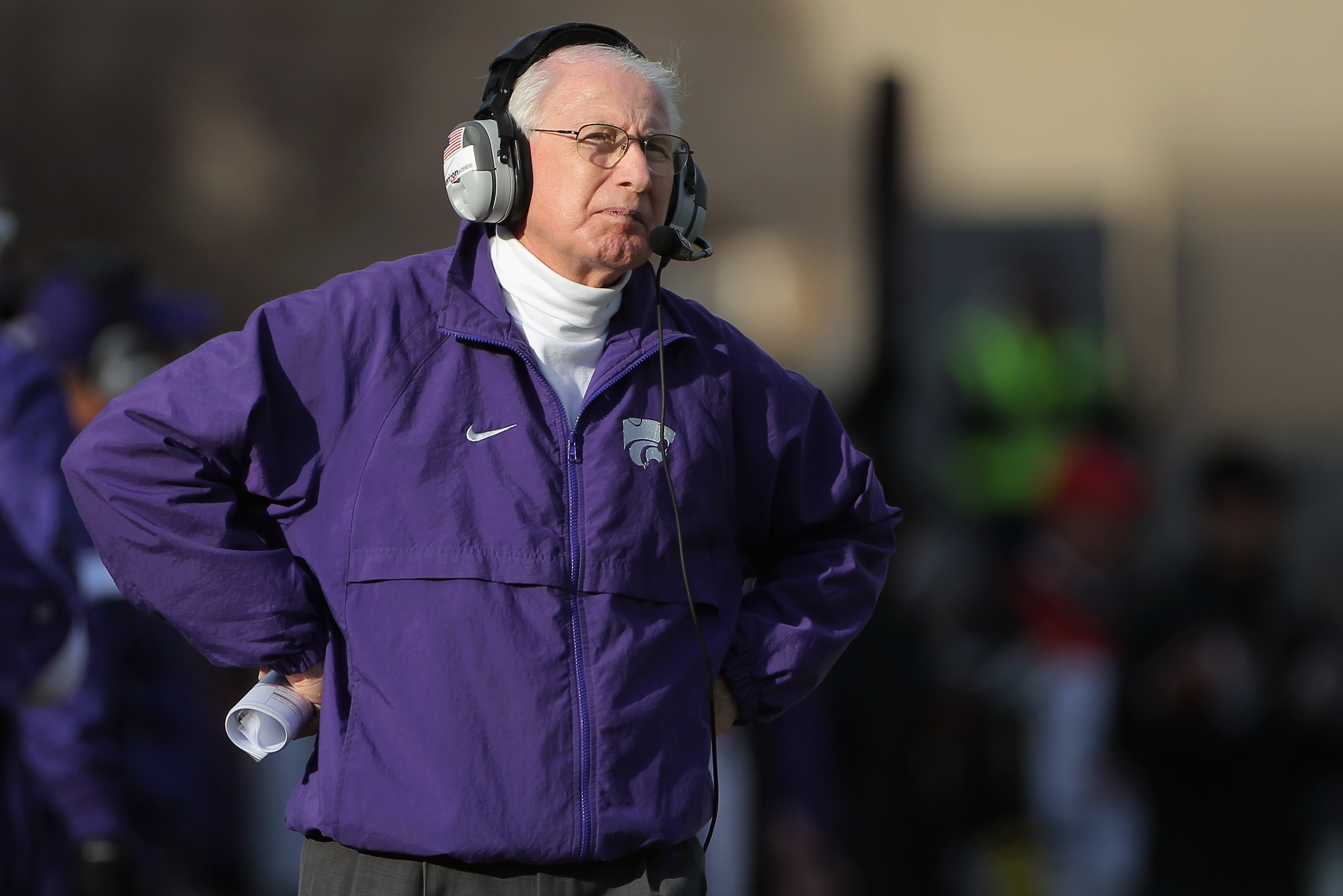 BOULDER, CO - NOVEMBER 20: Head coach Bill Snyder of the Kansas State Wildcats looks on as he leads his team against the Colorado Buffaloes at Folsom Field on November 20, 2010 in Boulder, Colorado. Colorado defeated Kansas State 44-36. (Photo by Doug P BOULDER, CO - NOVEMBER 20: Head coach Bill Snyder of the Kansas State Wildcats looks on as he leads his team against the Colorado Buffaloes at Folsom Field on November 20, 2010 in Boulder, Colorado. Colorado defeated Kansas State 44-36. (Photo by Doug P