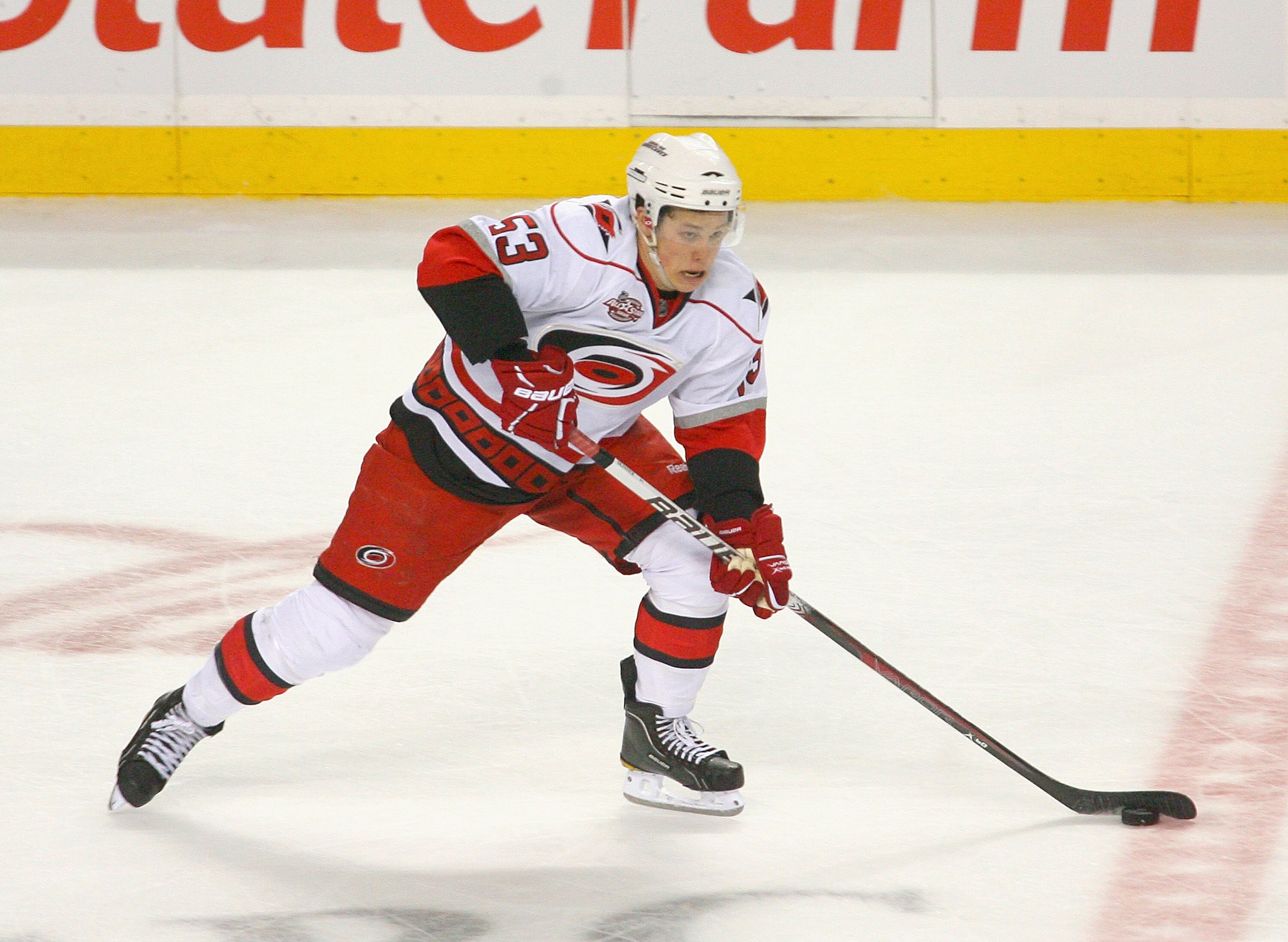 BUFFALO, NY - MARCH 15:  Jeff Skinner #53 of the Carolina Hurricanes skates against the Buffalo Sabres at HSBC Arena on March 15, 2011 in Buffalo, New York. Carolina won 1-0.  (Photo by Rick Stewart/Getty Images)