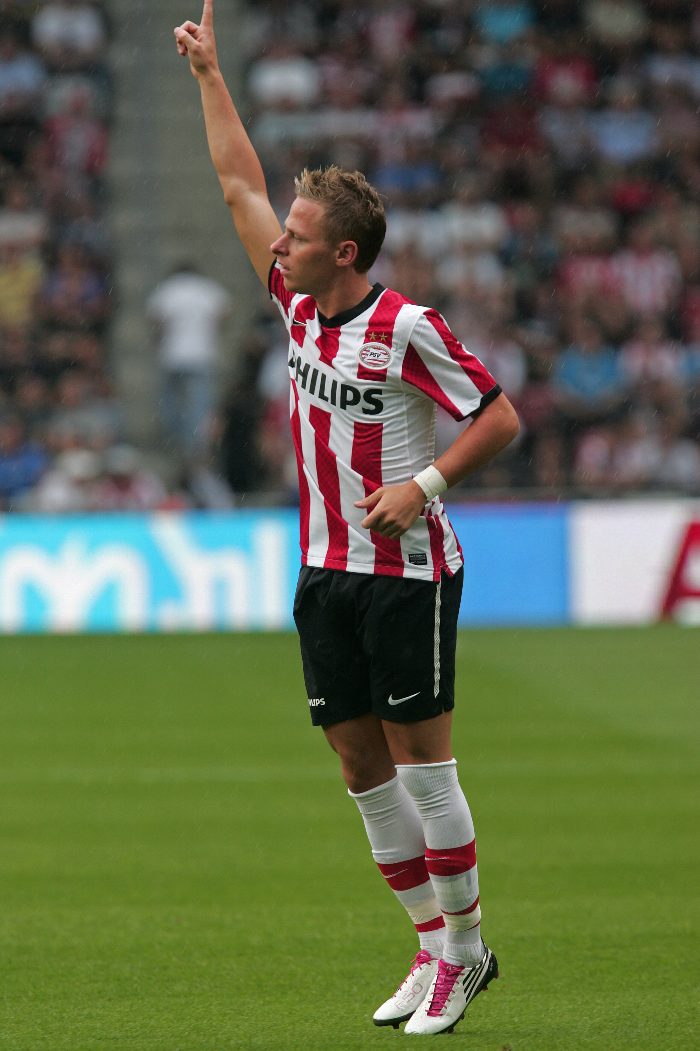 EINDHOVEN, NETHERLANDS - AUGUST 22:   Hungarian offender Balazs Dzsudzsak of PSV Eindhoven signals during the Eredivisie league match between PSV Eindhoven and AZ Alkmaar at the Philips Stadium on August 22, 2010 in Eindhoven, Netherlands.   (Photo by Ano