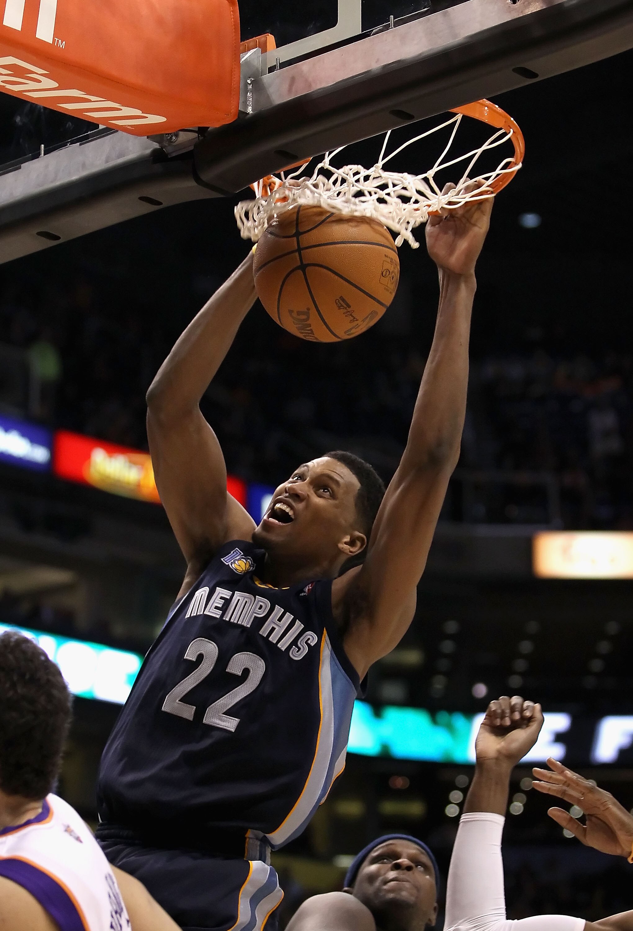 PHOENIX - DECEMBER 08:  Rudy Gay #22 of the Memphis Grizzlies slam dunks the ball against the Phoenix Suns during the NBA game at US Airways Center on December 8, 2010 in Phoenix, Arizona. The Grizzlies defeated the Suns 104-98 in overtime.  NOTE TO USER: