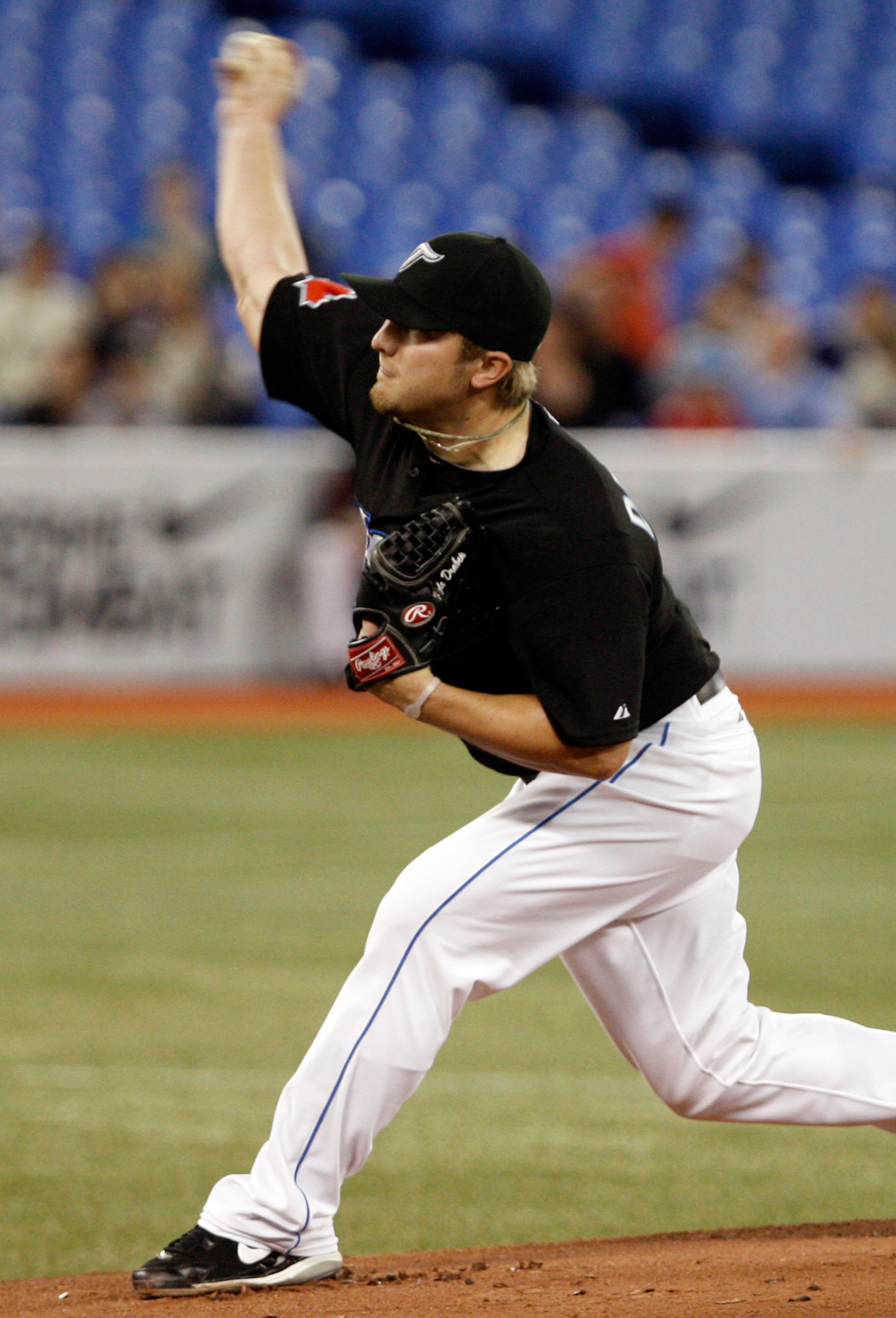 TORONTO, ON - SEPTEMBER 28: Kyle Drabek #4 of the Toronto Blue Jays throws agianst the New York Yankees during an MLB game at the Rogers Centre September 28, 2010 in Toronto, Ontario, Canada. (Photo by Abelimages/Getty Images) TORONTO, ON - SEPTEMBER 28: Kyle Drabek #4 of the Toronto Blue Jays throws agianst the New York Yankees during an MLB game at the Rogers Centre September 28, 2010 in Toronto, Ontario, Canada. (Photo by Abelimages/Getty Images)