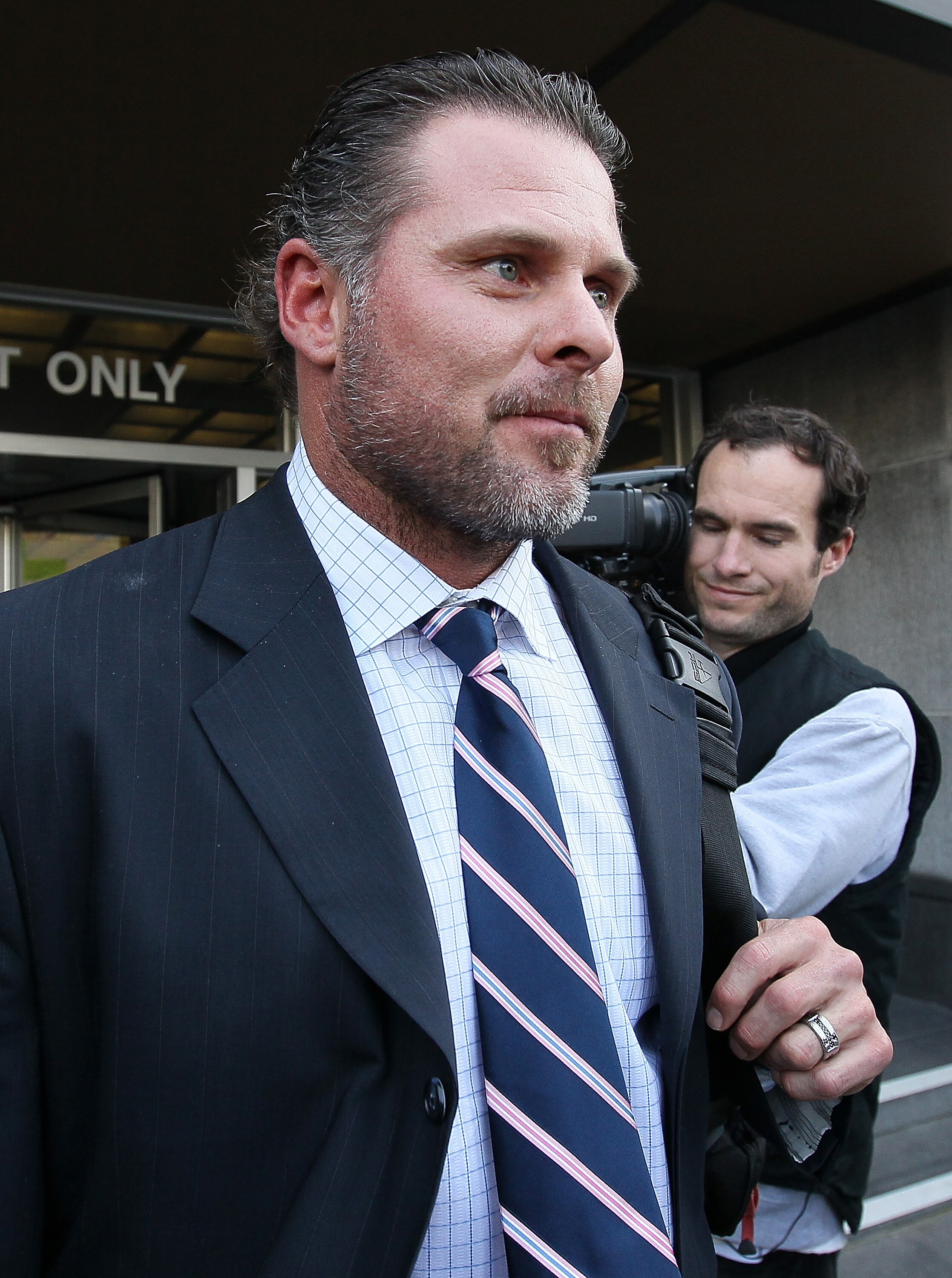 SAN FRANCISCO, CA - MARCH 29:  Major League Baseball player Jason Giambi leaves federal court after testifying during Barry Bonds' perjury trial on March 29, 2011 in San Francisco, California. Barry Bonds' perjury trial accusing him of lying to a grand ju