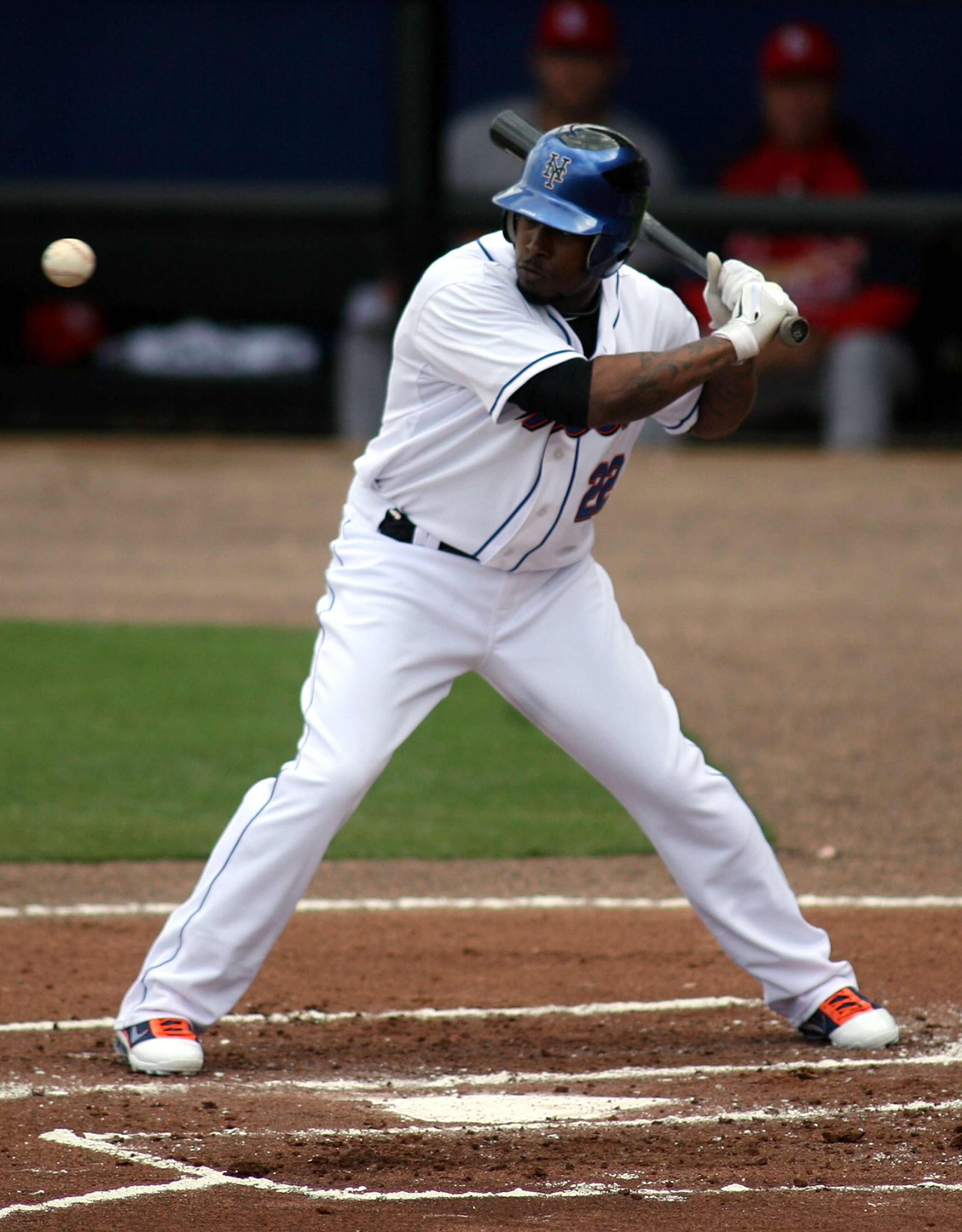 PORT ST. LUCIE, FL - MARCH 03: Willie Harris #22 of the New York Mets bats against the St. Louis Cardinals stealing second base at Digital Domain Park on March 3, 2011 in Port St. Lucie, Florida.  (Photo by Marc Serota/Getty Images)