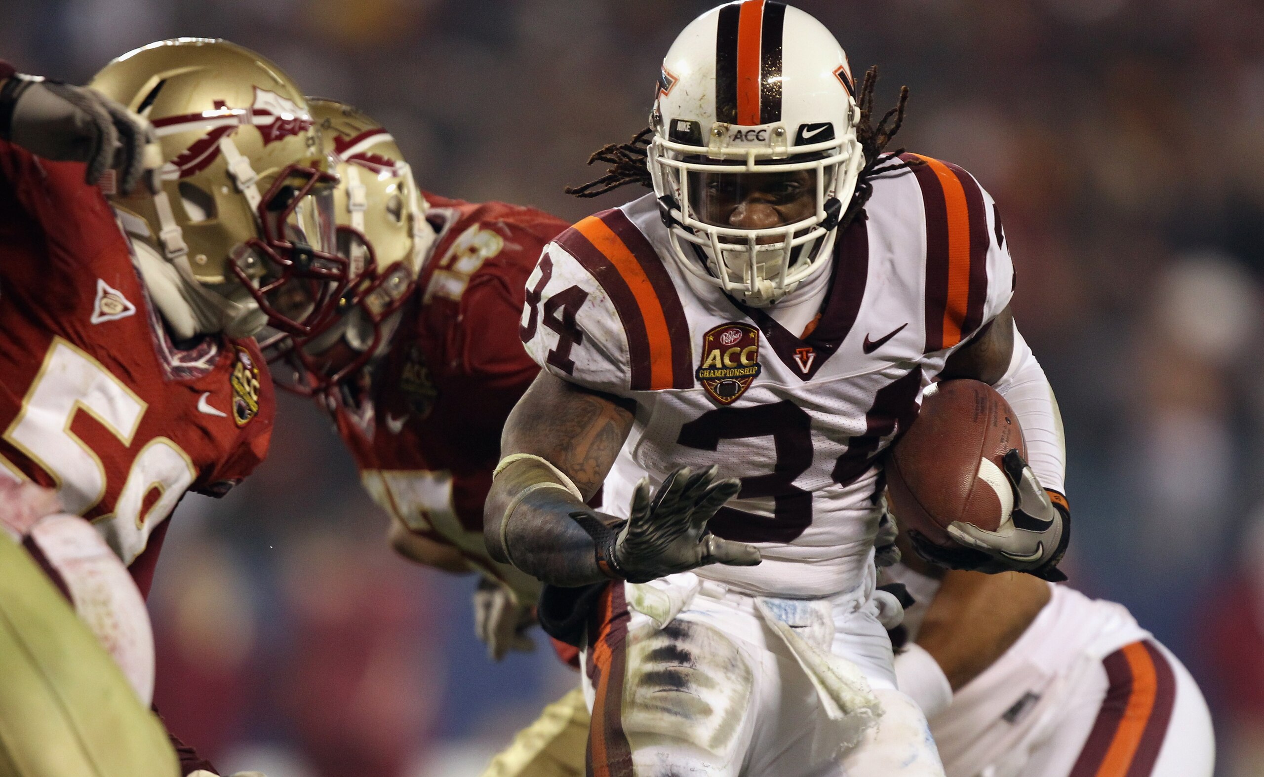 CHARLOTTE, NC - DECEMBER 04: Ryan Williams #34 of the Virginia Tech Hokies against the Florida State Seminoles during their game at Bank of America Stadium on December 4, 2010 in Charlotte, North Carolina. (Photo by Streeter Lecka/Getty Images) CHARLOTTE, NC - DECEMBER 04: Ryan Williams #34 of the Virginia Tech Hokies against the Florida State Seminoles during their game at Bank of America Stadium on December 4, 2010 in Charlotte, North Carolina. (Photo by Streeter Lecka/Getty Images)