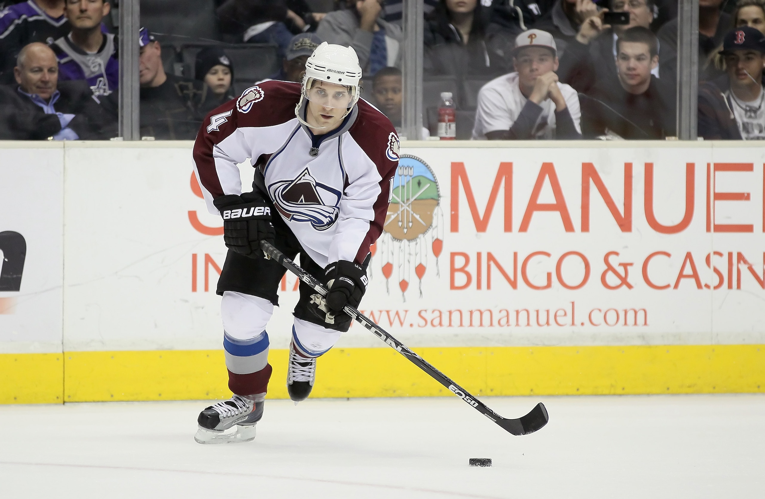 LOS ANGELES, CA - FEBRUARY 26:  John-Michael Liles #4 of the Colorado Avalanche skates against the Los Angeles Kings at Staples Center on February 26, 2011 in Los Angeles, California.  (Photo by Jeff Gross/Getty Images)