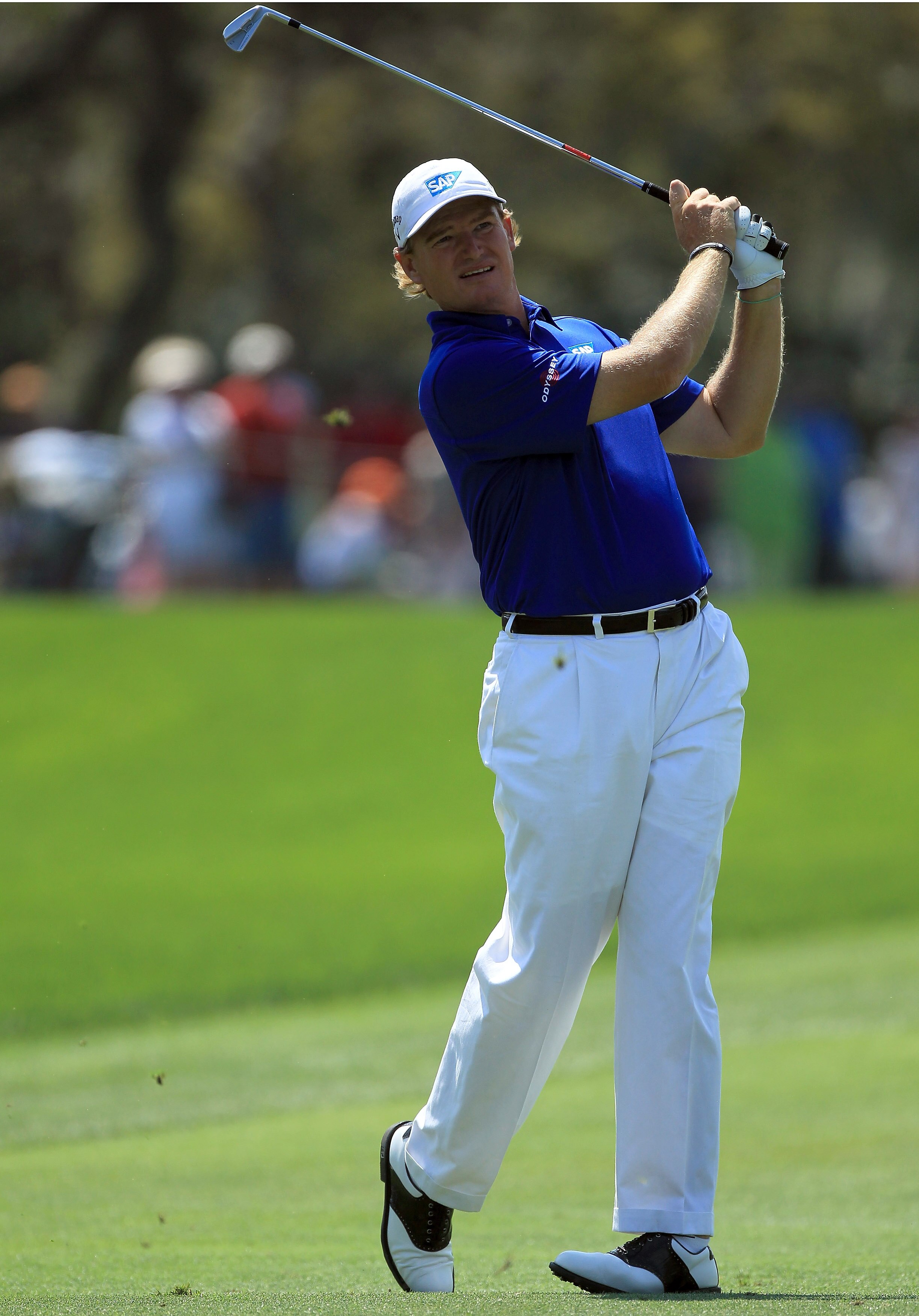 ORLANDO, FL - MARCH 24:  Ernie Els of South Africa plays his second shot at the 1st hole during the first round of the 2011 Arnold Palmer Invitational presented by Mastercard at the Bay Hill Lodge and Country Club on March 24, 2011 in Orlando, Florida.  (