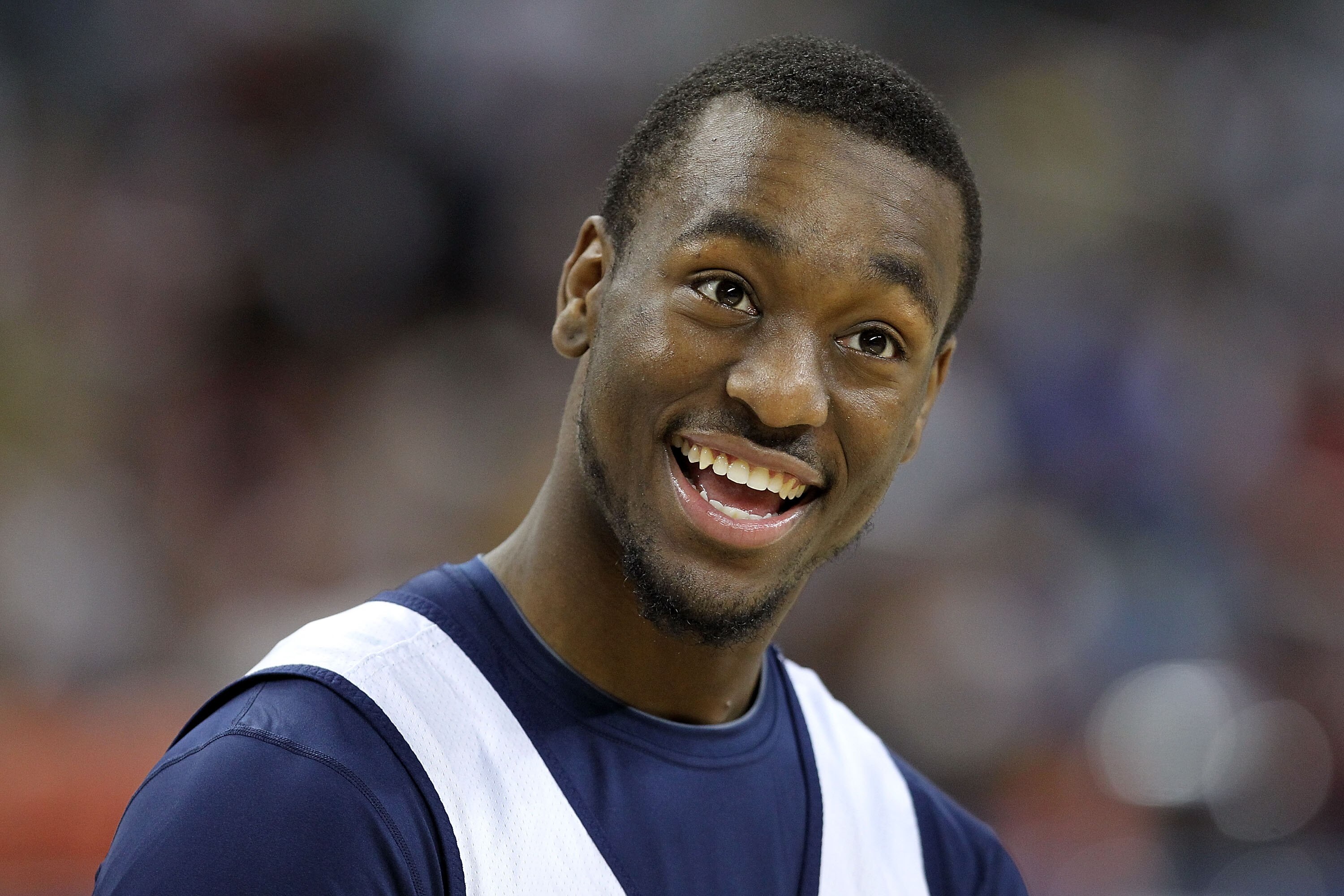 HOUSTON, TX - APRIL 01:  Kemba Walker #15 of the Connecticut Huskies smiles during practice prior to the 2011 Final Four of the NCAA Division I Men's Basketball Tournament at Reliant Stadium on April 1, 2011 in Houston, Texas.  (Photo by Andy Lyons/Getty