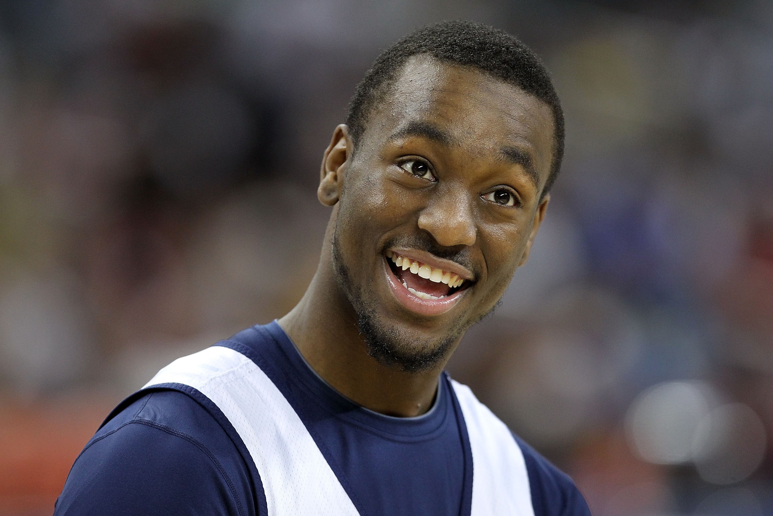 HOUSTON, TX - APRIL 01:  Kemba Walker #15 of the Connecticut Huskies smiles during practice prior to the 2011 Final Four of the NCAA Division I Men's Basketball Tournament at Reliant Stadium on April 1, 2011 in Houston, Texas.  (Photo by Andy Lyons/Getty