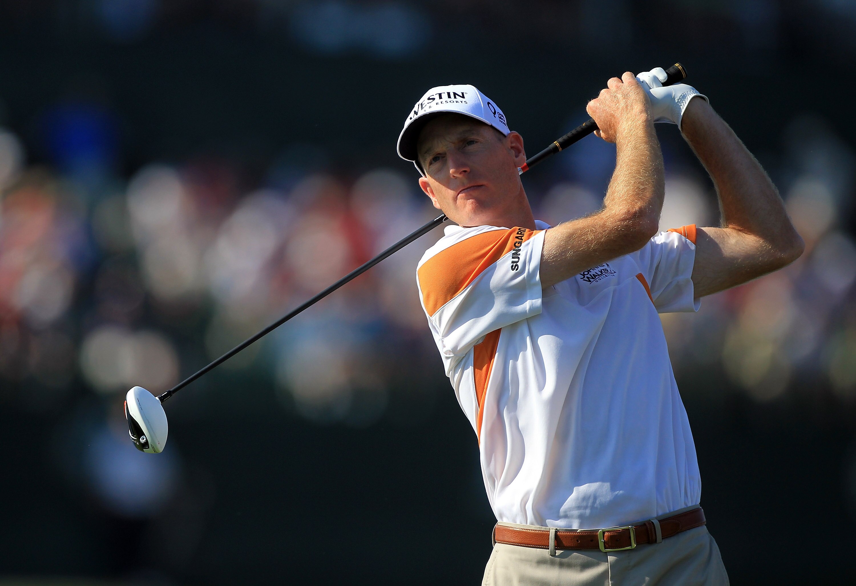 ORLANDO, FL - MARCH 25:  Jim Furyk watches his tee shot at the 16th hole during the second round of the 2011 Arnold Palmer Invitational presented by Mastercard at the Bay Hill Lodge and Country Club on March 25, 2011 in Orlando, Florida.  (Photo by David