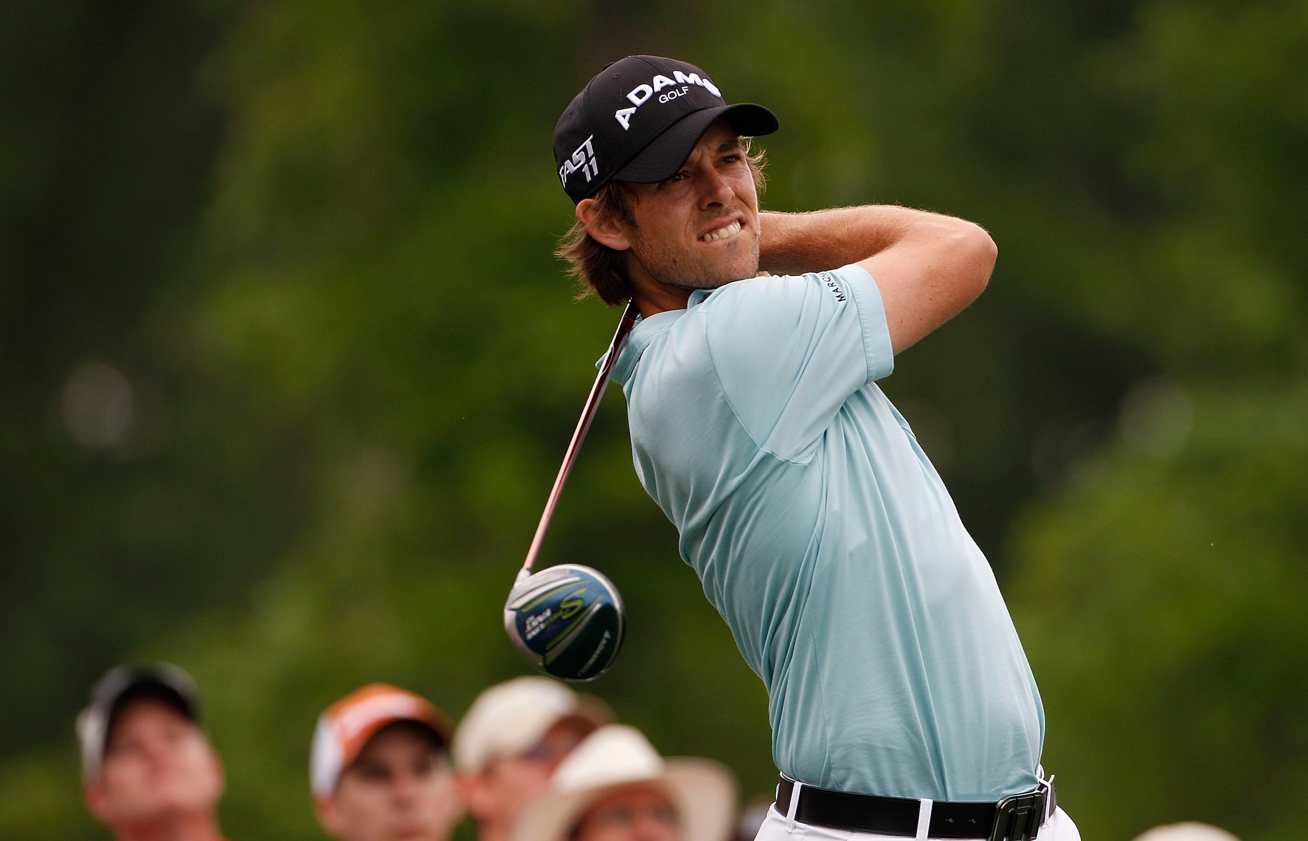 HUMBLE, TX - APRIL 03:  Aaron Baddeley of Australia hits his drive on the 11th hole on during the final round of the Shell Houston Open at Redstone Golf Club on April 3, 2011 in Humble, Texas.  (Photo by Michael Cohen/Getty Images)