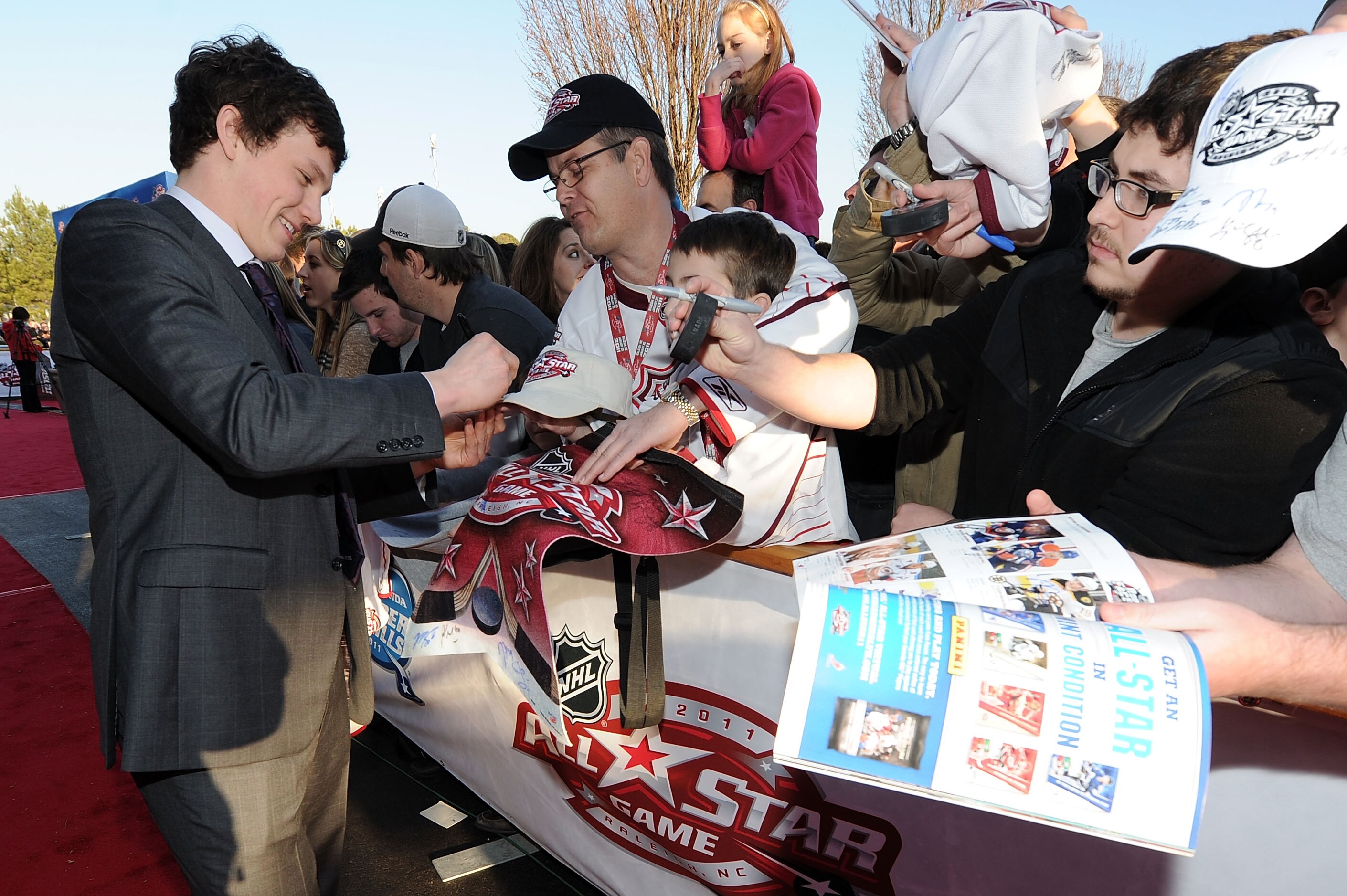 RALEIGH, NC - JANUARY 29:  Jeff Skinner of the Carolina Hurricanes for Team Staal arrives at the NHL All-Star red carpet part of 2011 NHL All-Star Weekend on January 29, 2011 in Raleigh, North Carolina.  (Photo by Harry How/Getty Images)