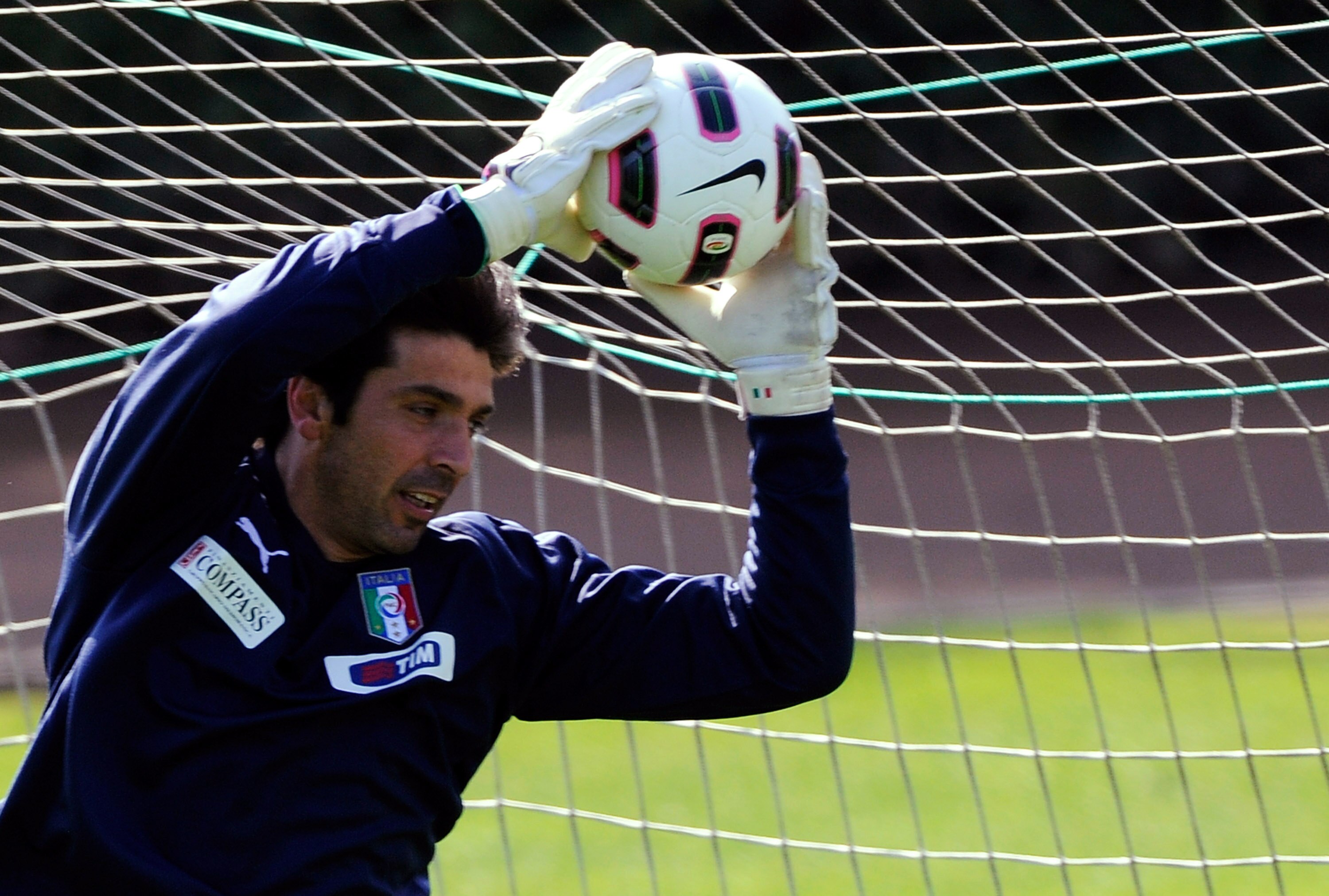 FLORENCE, ITALY - MARCH 22:  Gianluigi Buffon of Italy in action during a training session ahead of their EURO 2012 qualifier against Slovenia at Coverciano on March 22, 2011 in Florence, Italy.  (Photo by Claudio Villa/Getty Images)