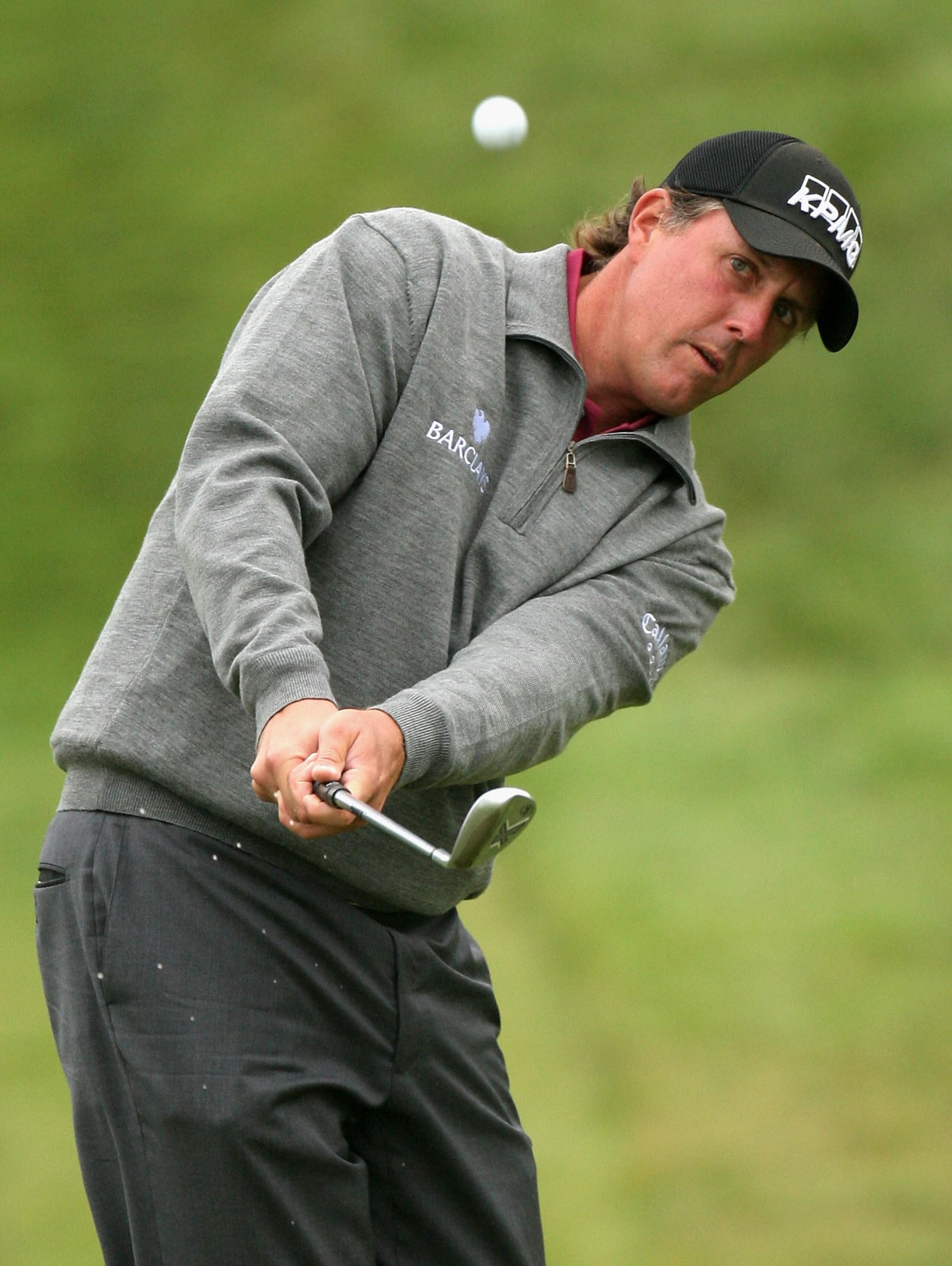 SAN DIEGO - JUNE 10:  Phil Mickelson hits a shot during the second day of previews before the 108th U.S. Open at the Torrey Pines Golf Course (South Course) on June 10, 2008 in San Diego, California.  (Photo by Ross Kinnaird/Getty Images)