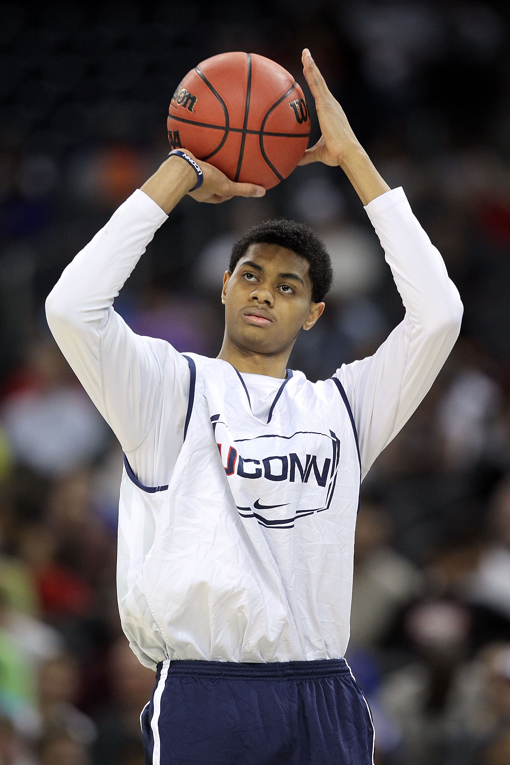 HOUSTON, TX - APRIL 01:  Jeremy Lamb #3 of the Connecticut Huskies shoots the ball during practice prior to the 2011 Final Four of the NCAA Division I Men's Basketball Tournament at Reliant Stadium on April 1, 2011 in Houston, Texas.  (Photo by Andy Lyons