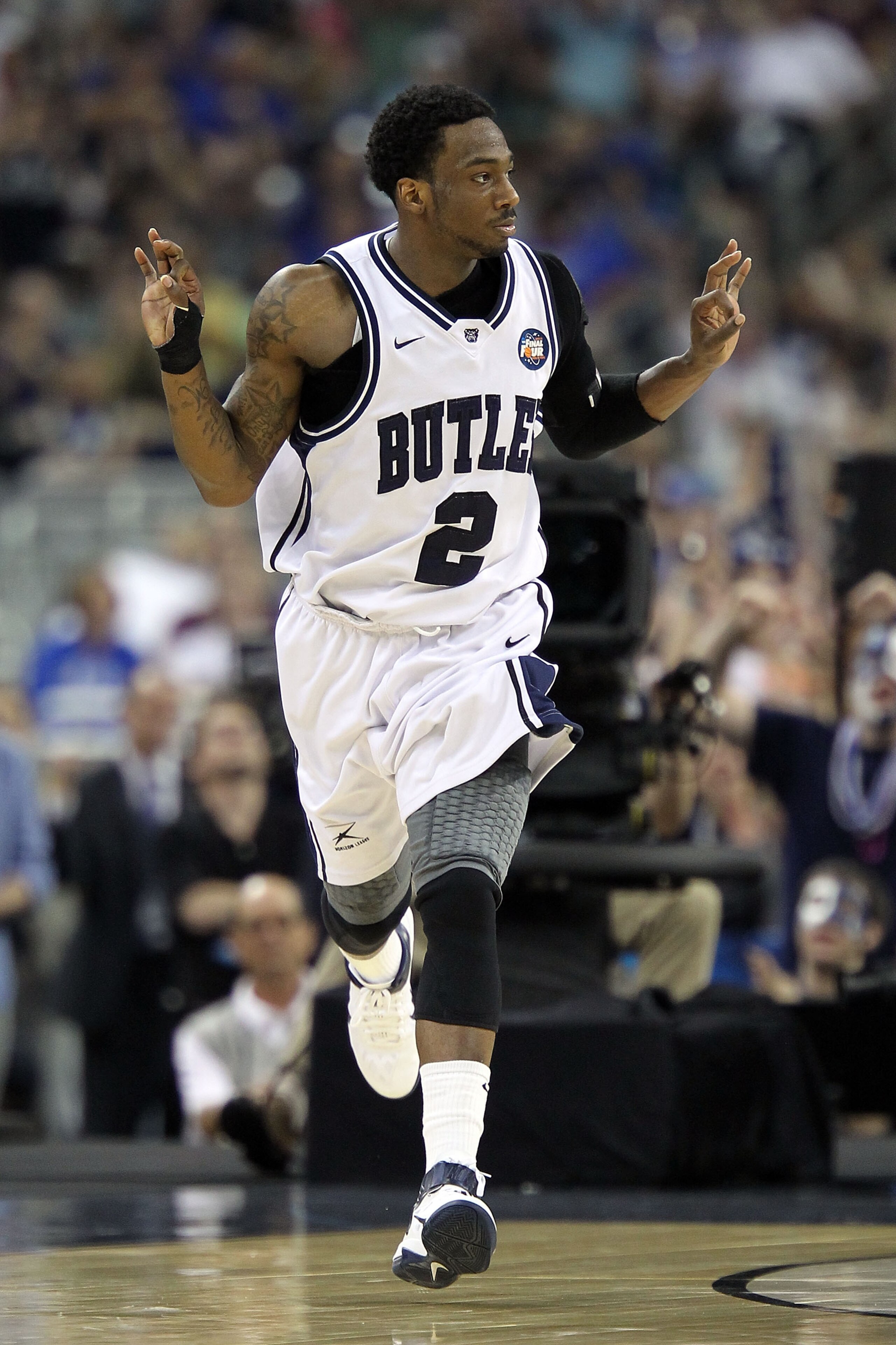 HOUSTON, TX - APRIL 02:  Shawn Vanzant #2 of the Butler Bulldogs reacts after a play against the Virginia Commonwealth Rams during the National Semifinal game of the 2011 NCAA Division I Men's Basketball Championship at Reliant Stadium on April 2, 2011 in