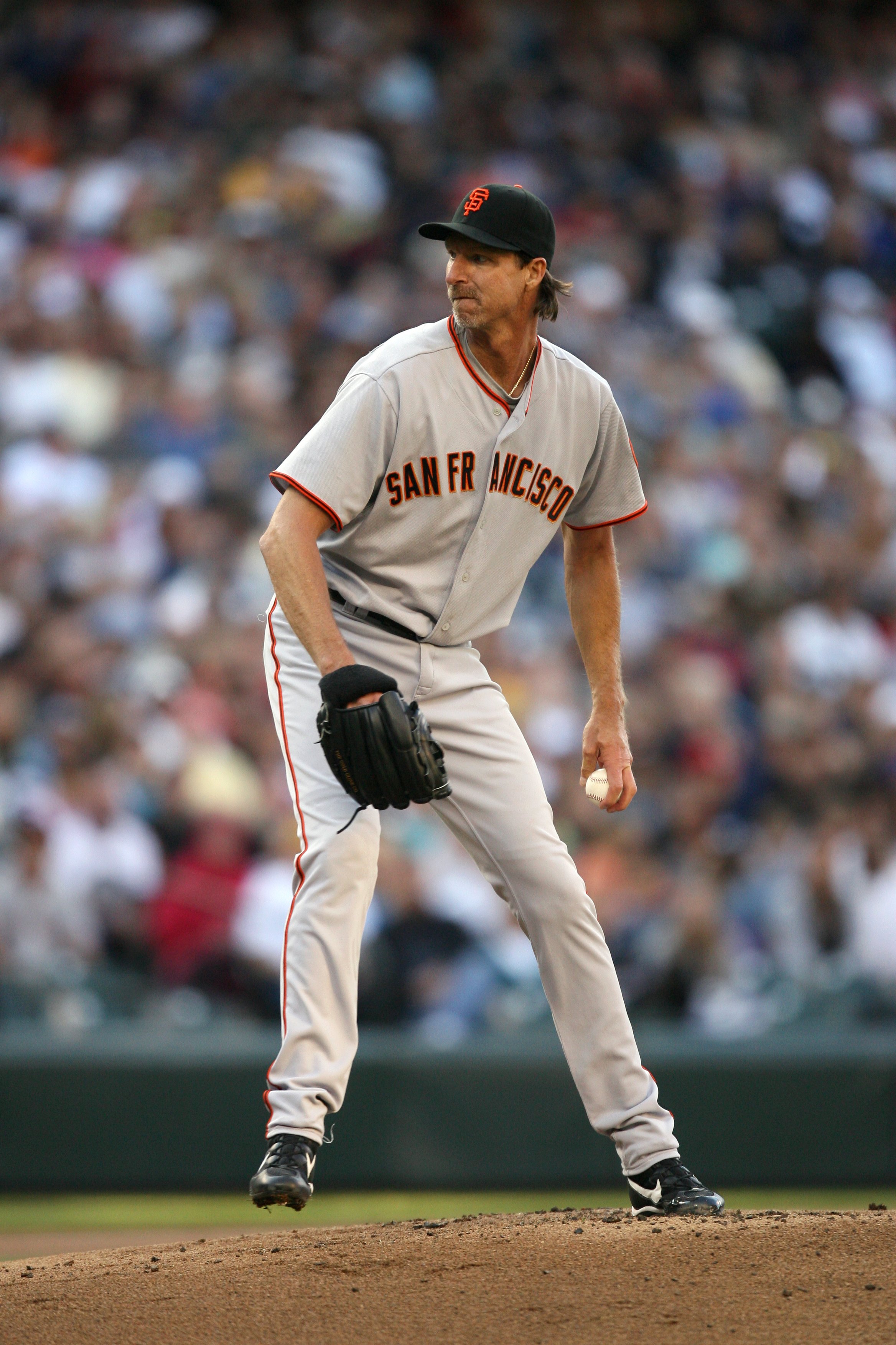 SEATTLE - MAY 22:  Randy Johnson #51 of the San Francisco Giants pitches during the game against the Seattle Mariners on May 22, 2009 in Seattle, Washington. The Mariners defeated the Giants 2-1 in twelve innings. (Photo by Otto Greule Jr/Getty Images)