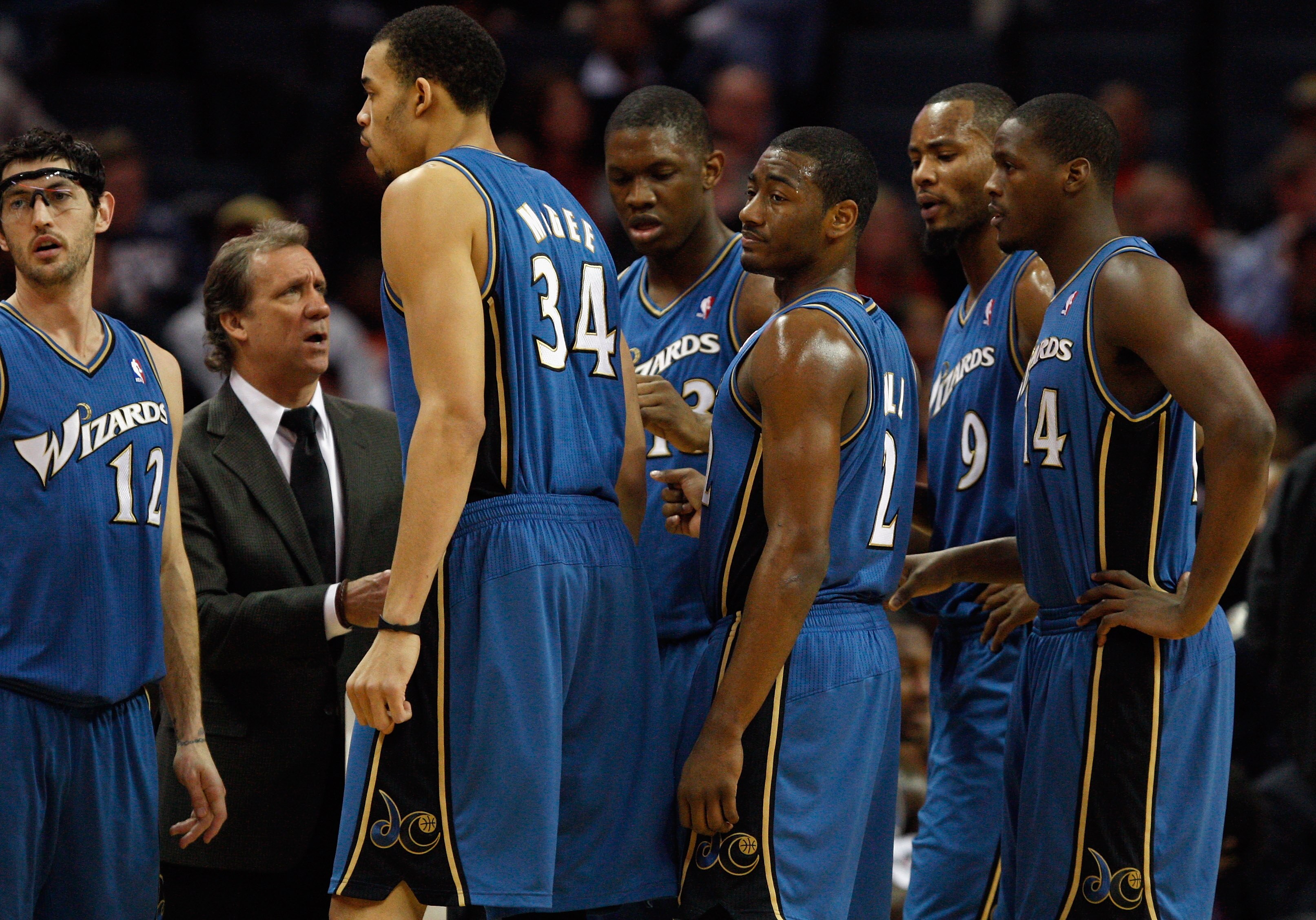CHARLOTTE, NC - JANUARY 08:  Head coach Flip Saunders of the Washington Wizards talks to his team on the sidelines during their game agains the Charlotte Bobcats at Time Warner Cable Arena on January 8, 2011 in Charlotte, North Carolina. NOTE TO USER: Use