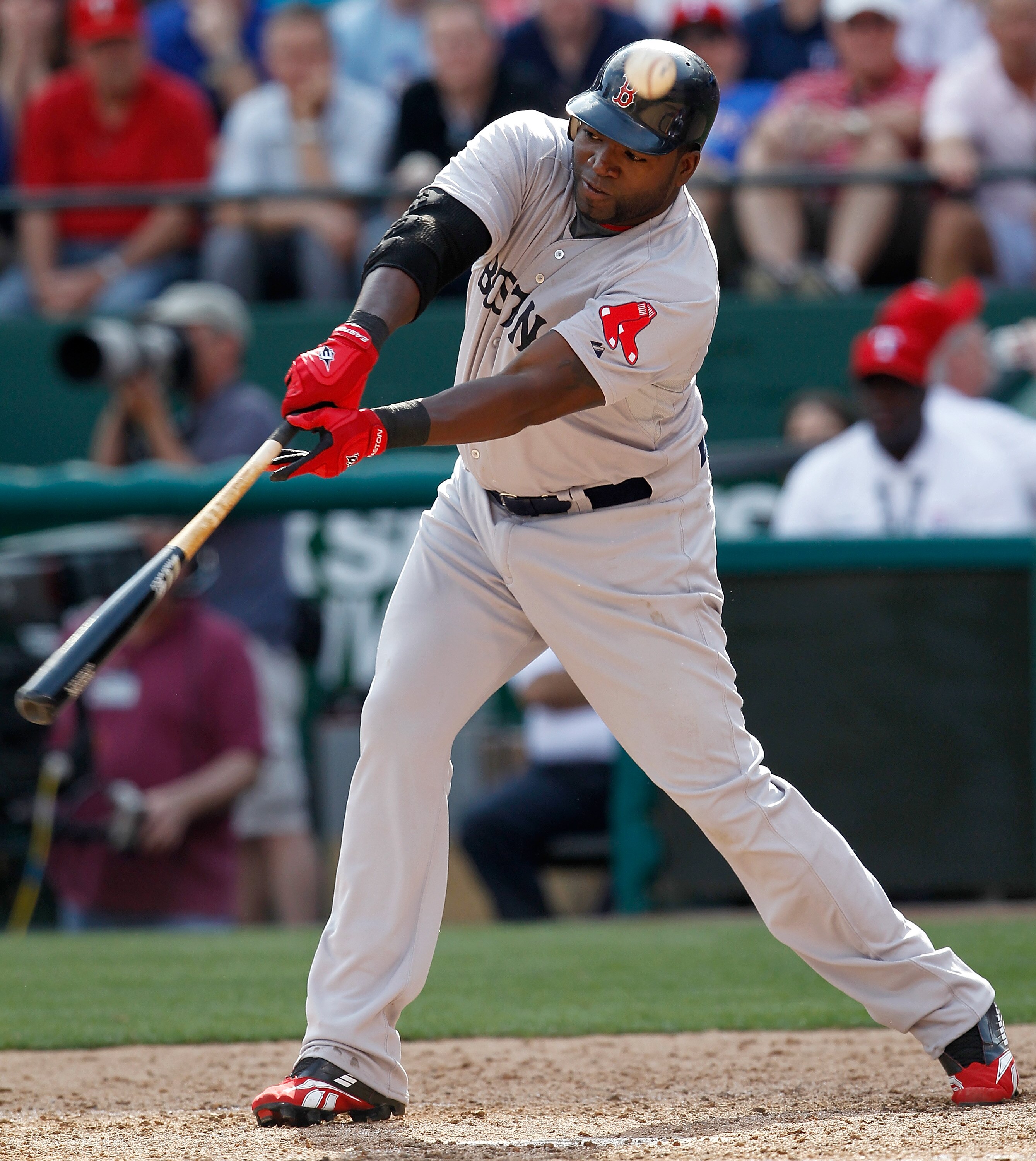 ARLINGTON, TX - APRIL 01:  David Ortiz #34 of the Boston Red Sox takes a strike against the Texas Rangers on Opening Day at Rangers Ballpark in Arlington on April 1, 2011 in Arlington, Texas.  (Photo by Tom Pennington/Getty Images)