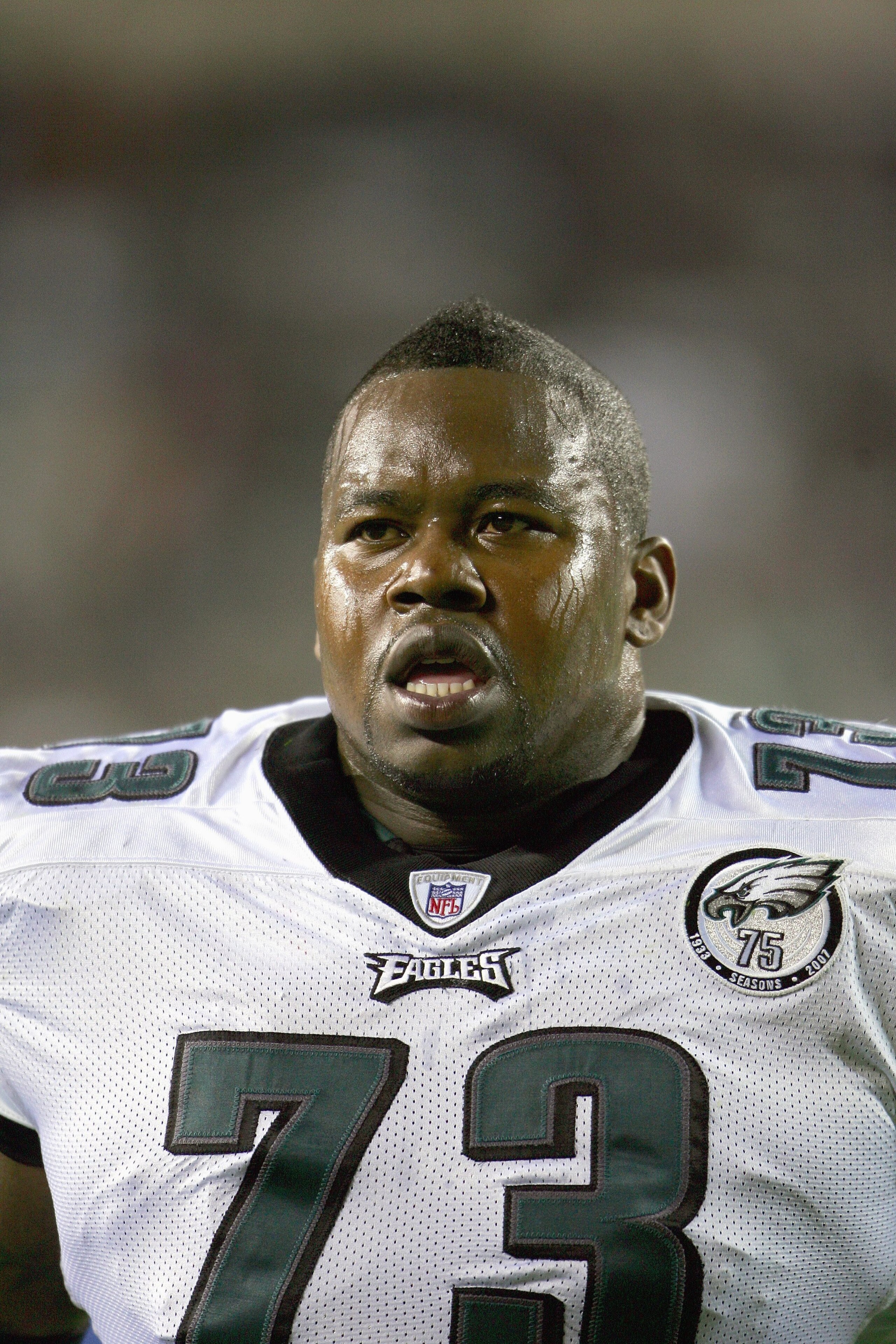 PHILADELPHIA - SEPTEMBER 17: Shawn Andrews #73 of the Philadelphia Eagles looks on during the game against the Washington Redskins at Lincoln Financial Field on September 17, 2007  in Philadelphia, Pennsylvania. (Photo by: Chris McGrath/Getty Images)