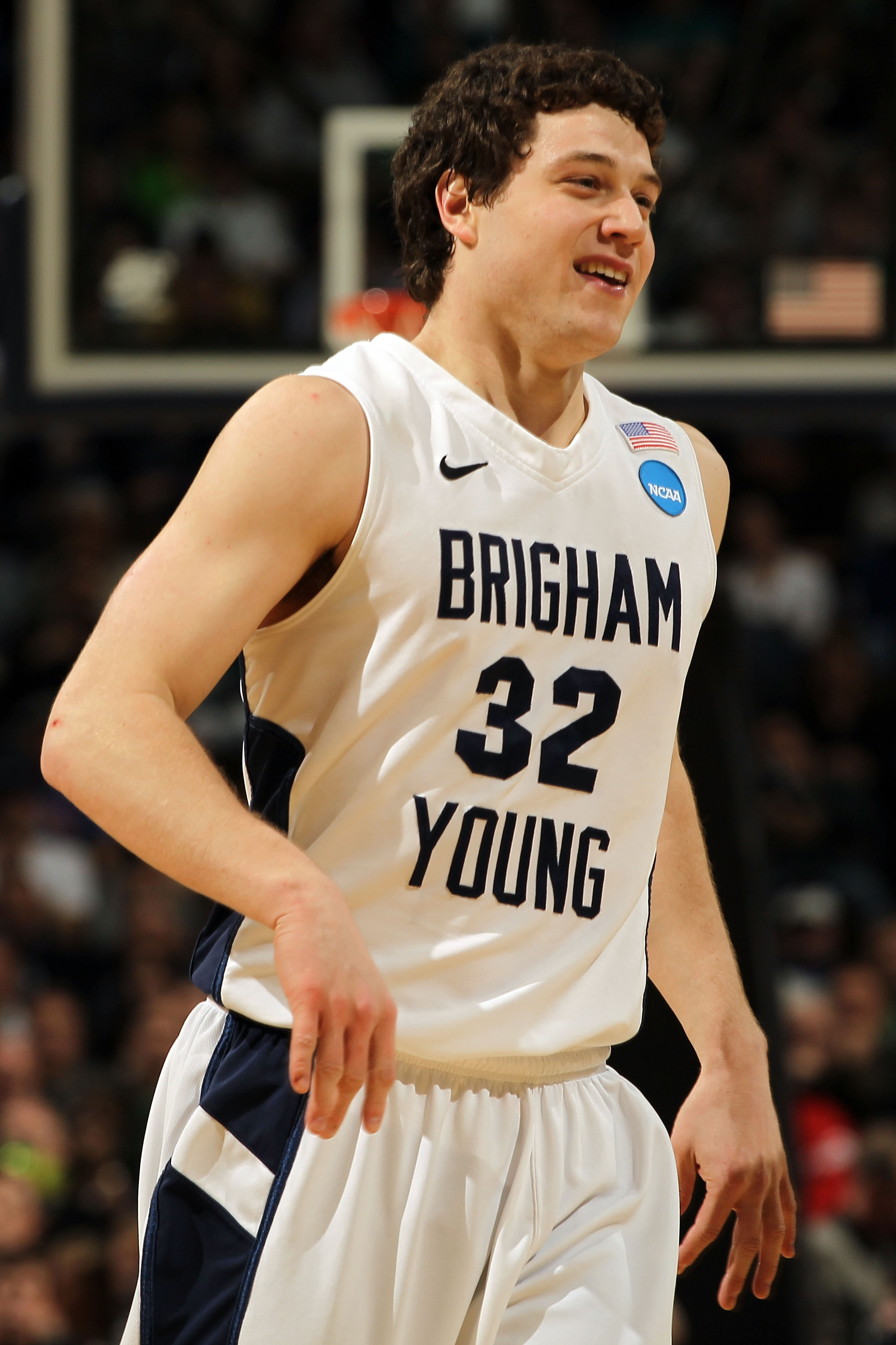 DENVER, CO - MARCH 17:  Jimmer Fredette #32 of the Brigham Young Cougars looks on while playing against the Wofford Terriers during the second round of the 2011 NCAA men's basketball tournament at Pepsi Center on March 17, 2011 in Denver, Colorado.  (Phot