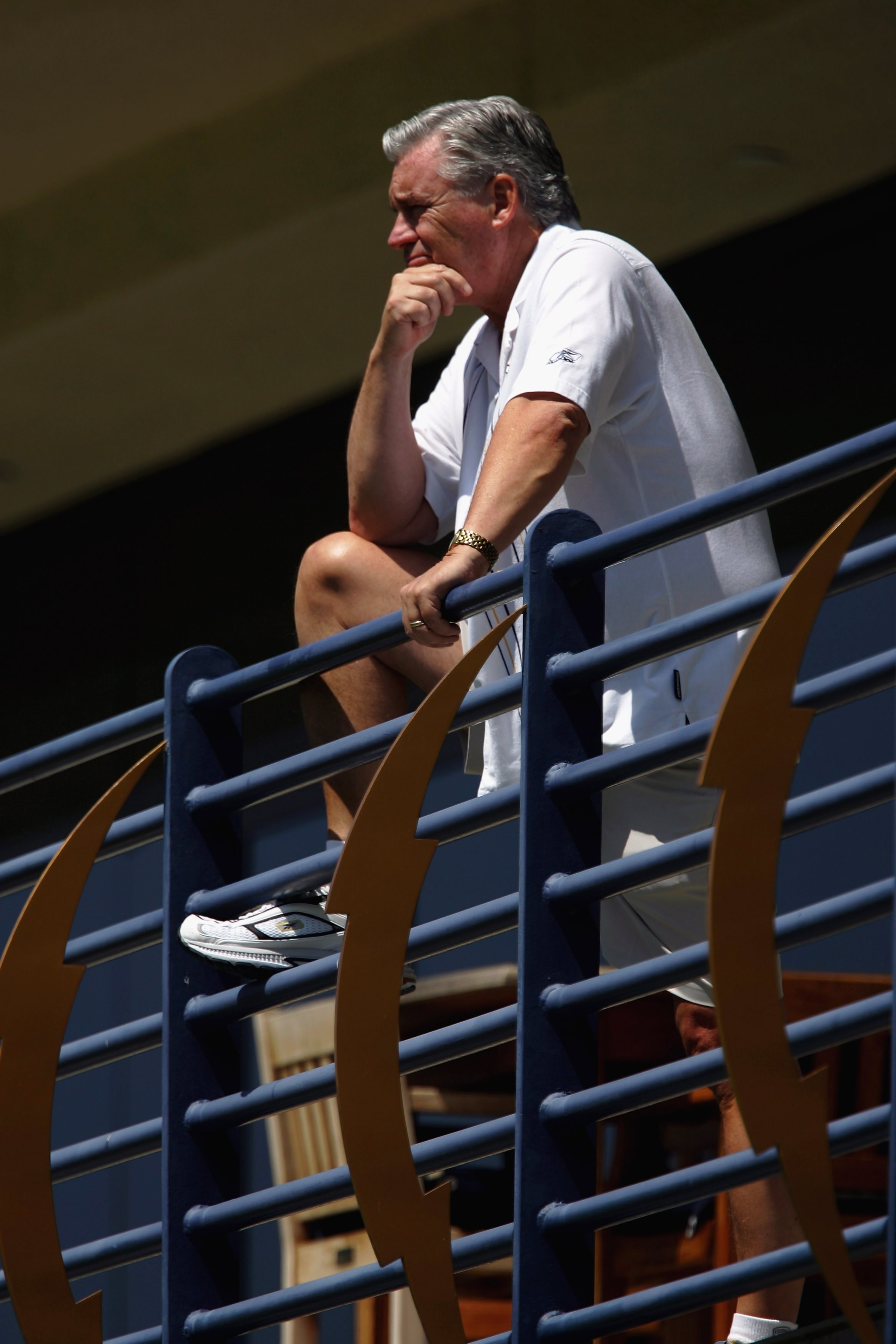 SAN DIEGO - MAY 13:  General Manager A.J. Smith of the San Diego Chargers looks on during the Chargers rookie mini-camp at Charger Field on May 13, 2006 in San Diego, California.  (Photo by Donald Miralle/Getty Images)