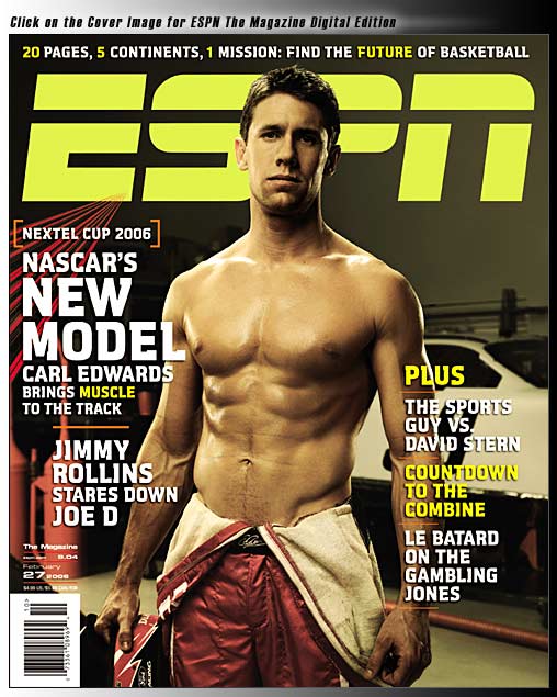 Carl Edwards stays in tip top shape creating a tough challenger both on and off the track. Photo by ESPN
