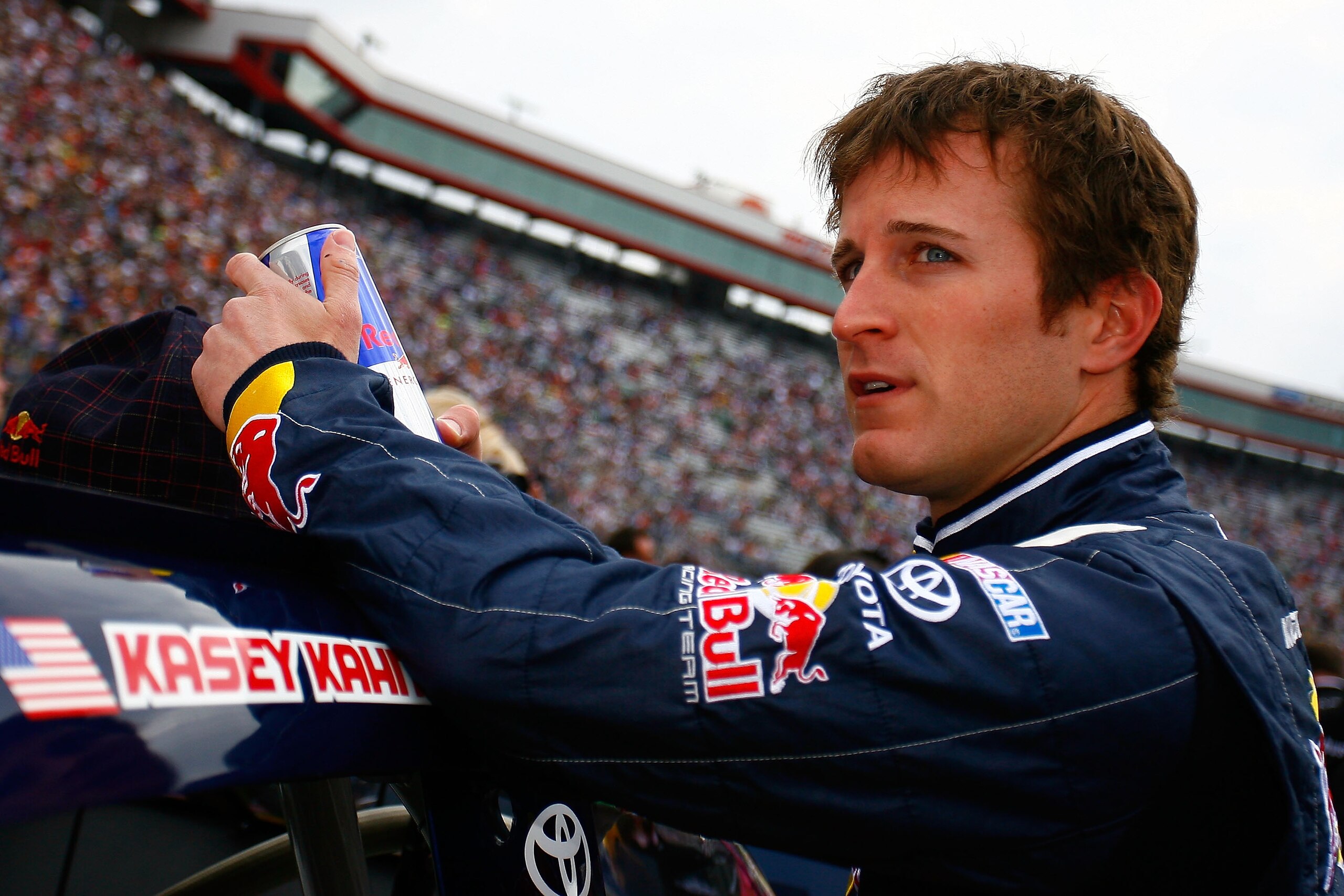 BRISTOL, TN - MARCH 20:  Kasey Kahne, driver of the #4 Red Bull Toyota, stands on the grid prior to the NASCAR Sprint Cup Series Jeff Byrd 500 Presented By Food City at Bristol Motor Speedway on March 20, 2011 in Bristol, Tennessee.  (Photo by Jason Smith