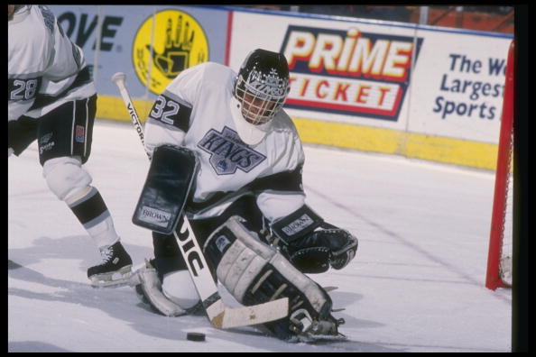 1989-1990:  Goaltender Kelly Hrudey of the Los Angeles Kings. Mandatory Credit: Ken Levine  /Allsport