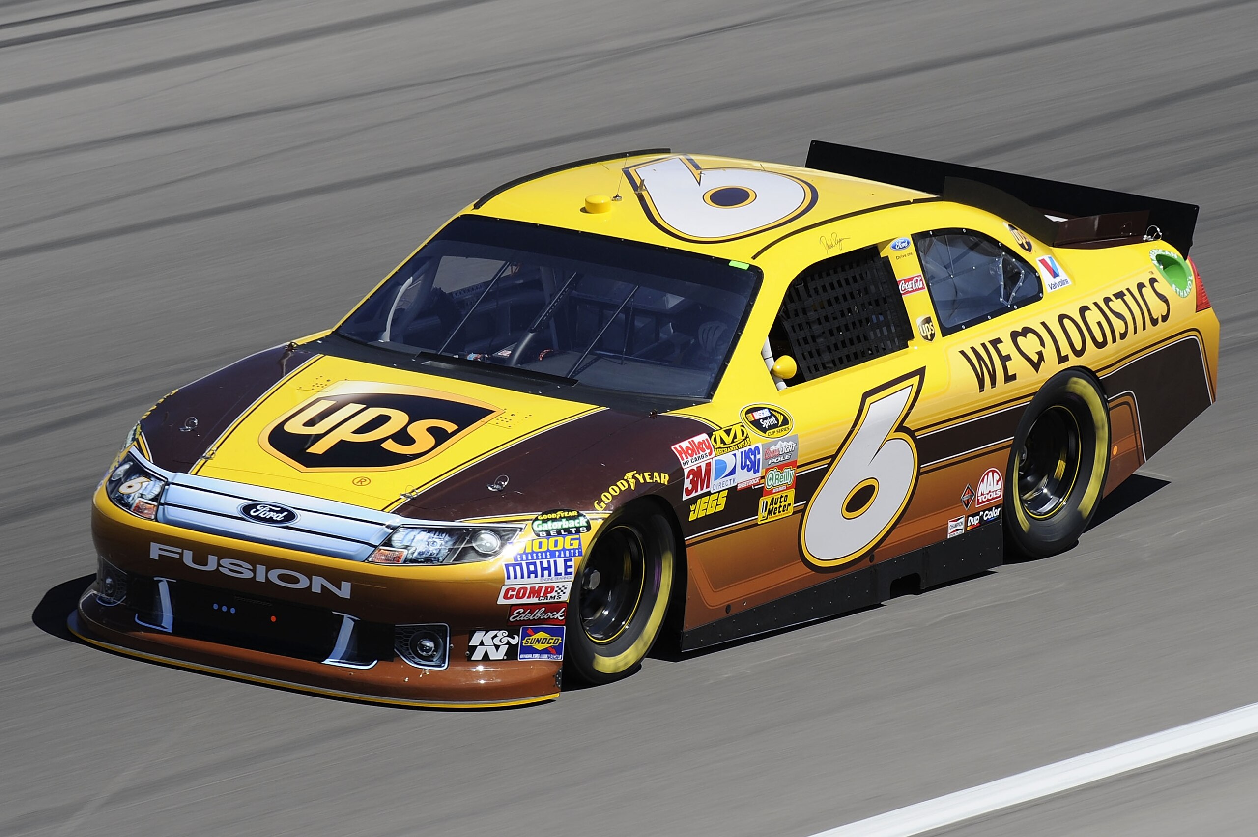 LAS VEGAS, NV - MARCH 04:  David Ragan drives the #6 UPS Ford during practice for the NASCAR Sprint Cup Series Kobalt Tools 400 at Las Vegas Motor Speedway on March 4, 2011 in Las Vegas, Nevada.  (Photo by John Harrelson/Getty Images for NASCAR)