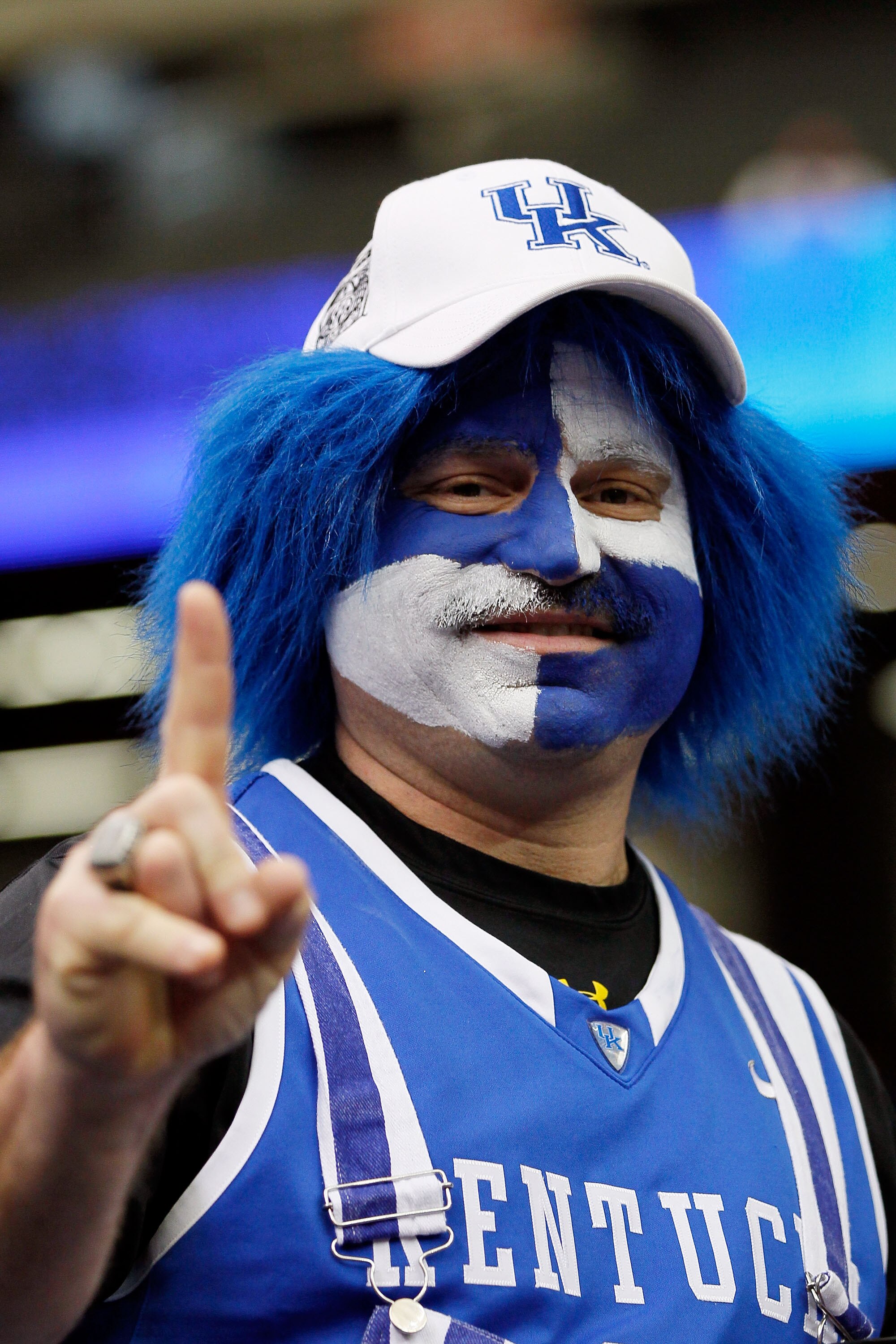ATLANTA, GA - MARCH 12:  A Kentucky Wildcats fan wears paint prior to their game against the Alabama Crimson Tide during the semifinals of the SEC Men's Basketball Tournament at Georgia Dome on March 12, 2011 in Atlanta, Georgia.  (Photo by Kevin C. Cox/G