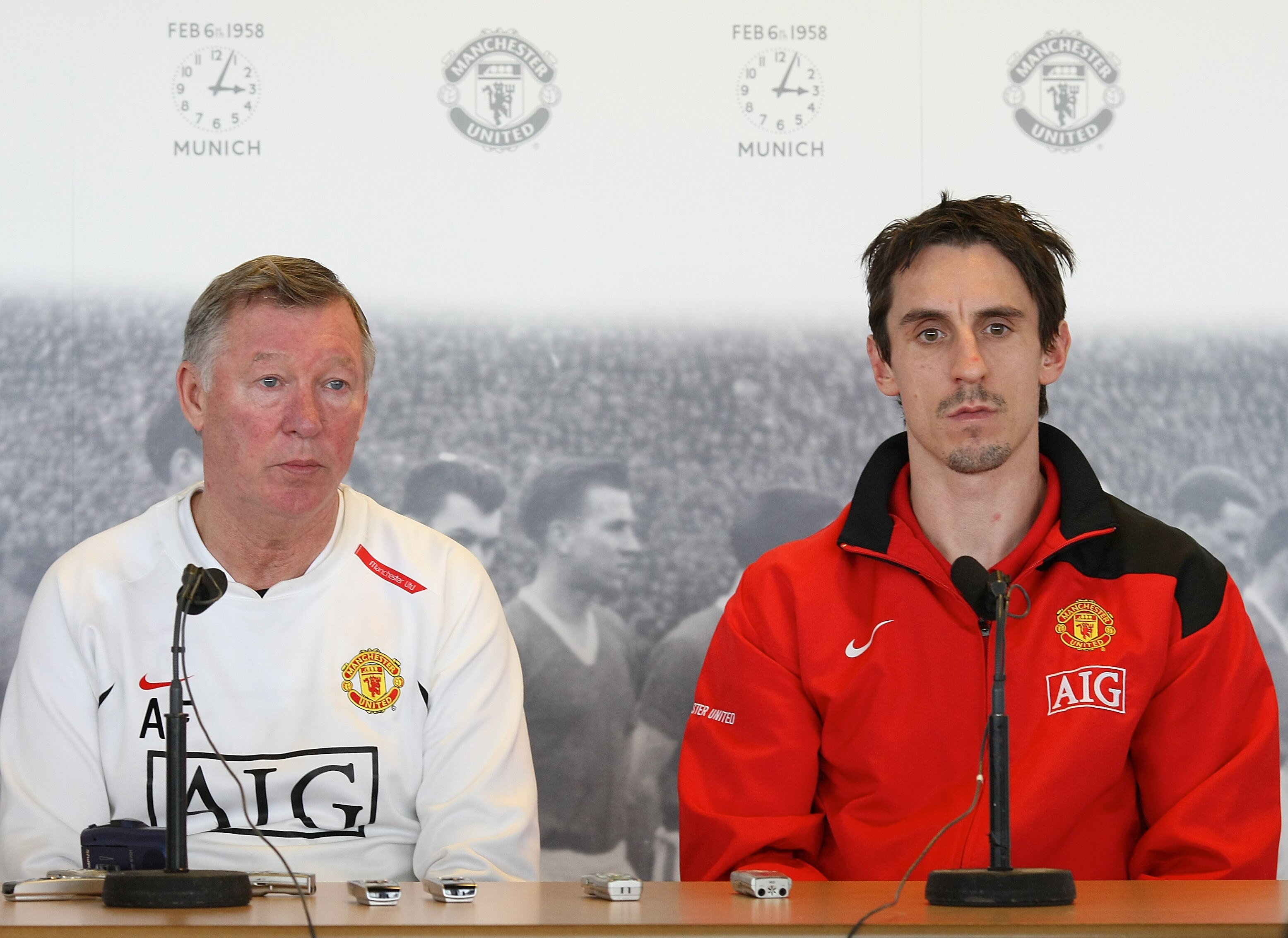 MANCHESTER, ENGLAND - JANUARY 9:   (NOT TO BE PUBLISHED BEFORE 00:01 SATURDAY 2 FEBRUARY 2008. NO SALES)   Sir Alex Ferguson of Manchester United speaks during a press conference concerning the 50th anniversary of the Munich Air Disaster at Carrington Tra