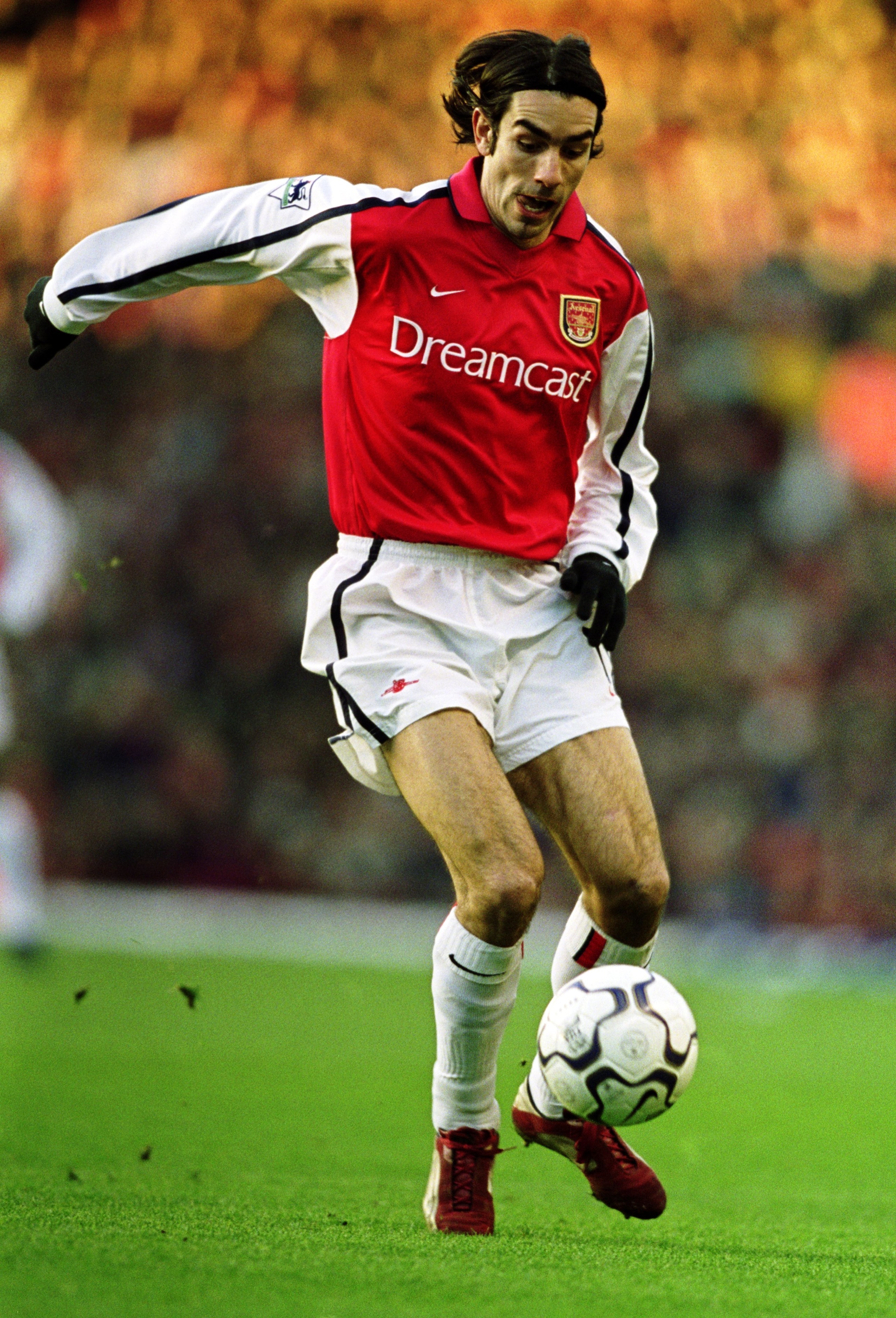29 Dec 2001: Robert Pires of Arsenal on the ball during the FA Barclaycard Premiership match between Arsenal and Middlesbrough at Highbury in London. Arsenal won 2-1. \ Mandatory Credit: Ben Radford /Allsport 29 Dec 2001: Robert Pires of Arsenal on the ball during the FA Barclaycard Premiership match between Arsenal and Middlesbrough at Highbury in London. Arsenal won 2-1. \ Mandatory Credit: Ben Radford /Allsport