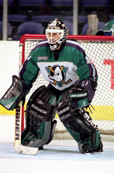 21 Mar 2000: Goalie Guy Hebert #31 of the Anaheim Mighty Ducks in action against the Los Angeles Kings at Staples Center in Los Angeles, California. The Ducks defeated the Kings 5-2.