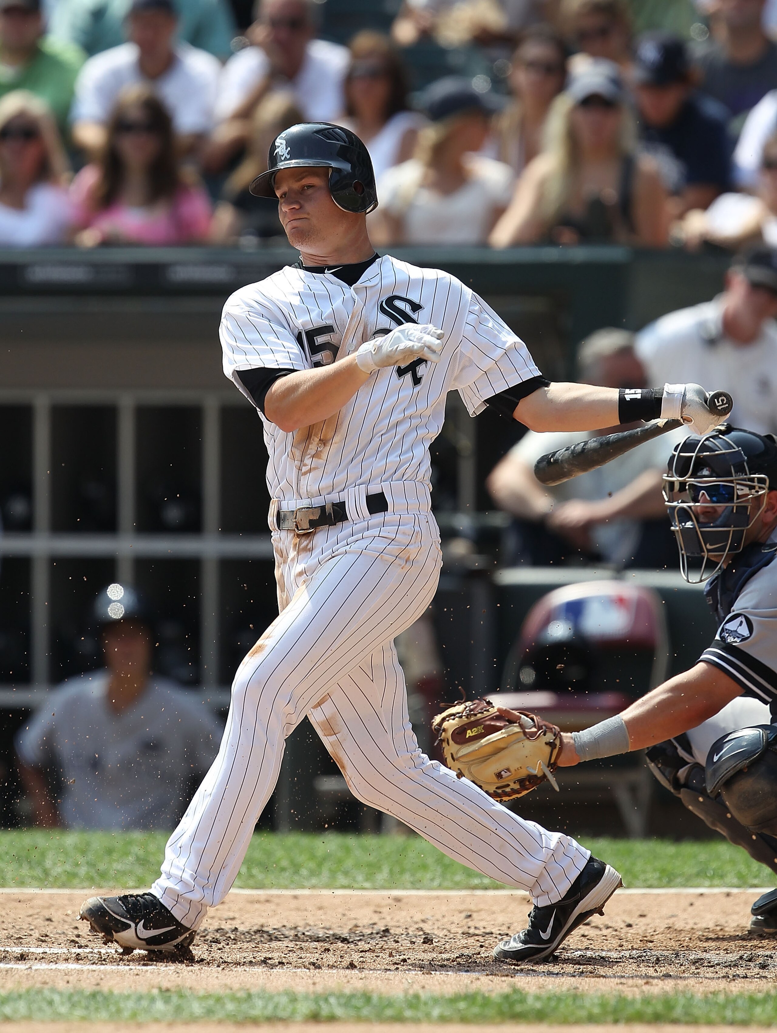 CHICAGO - AUGUST 29: Gordon Beckham #15 of the Chicago White Sox hits the ball against the New York Yankees at U.S. Cellular Field on August 29, 2010 in Chicago, Illinois. The Yankees defeated the White Sox 2-1. (Photo by Jonathan Daniel/Getty Images)