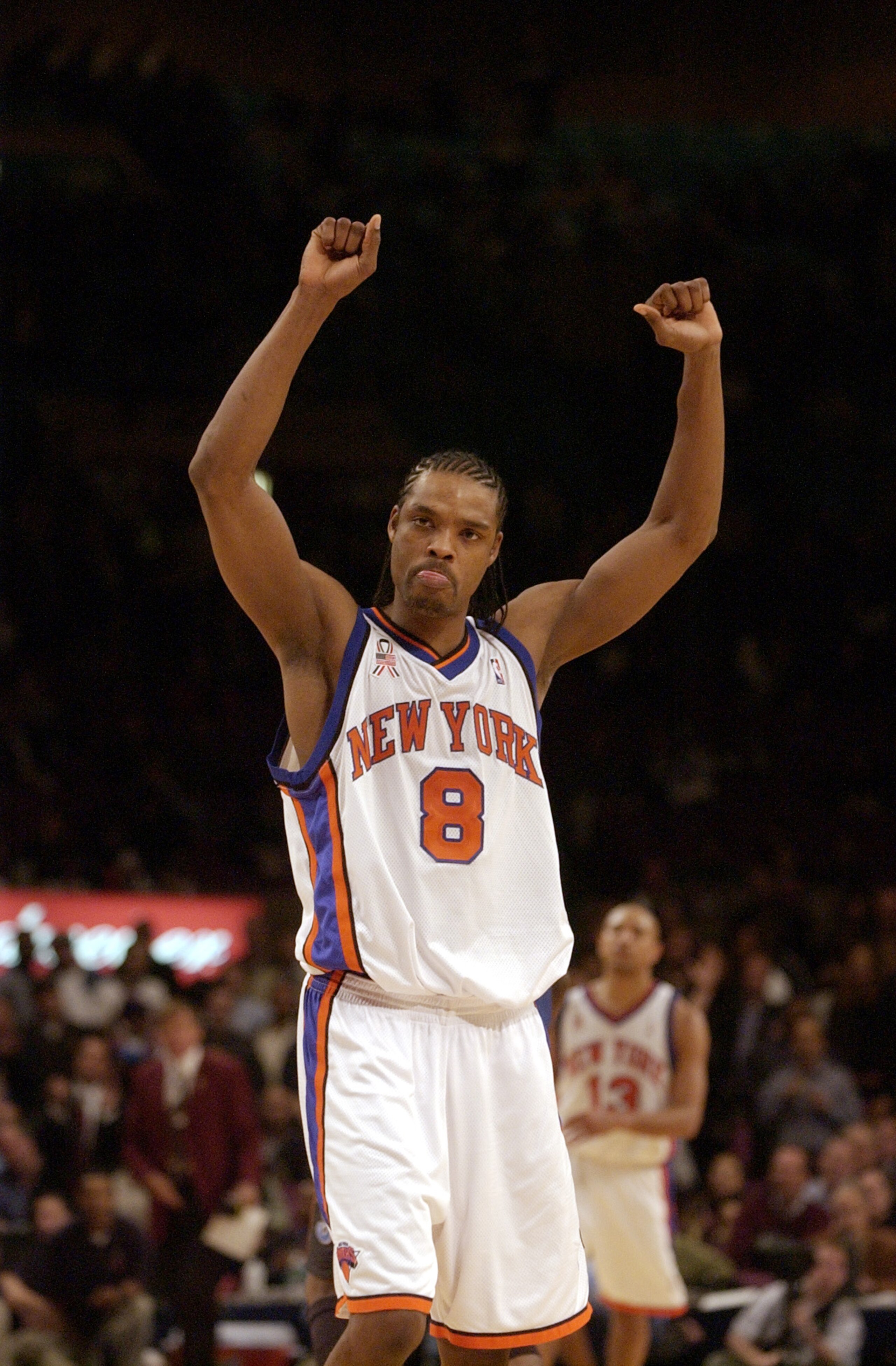 30 Oct 2001:  Latrell Sprewell #8 of the New York Knicks during their game against the Washington Wizards at Madison Square Garden in New York, NY.  The Knicks won 93-91.  Mandatory Credit: Ezra Shaw/Getty Images Digital Image NOTE TO USER: User expressly