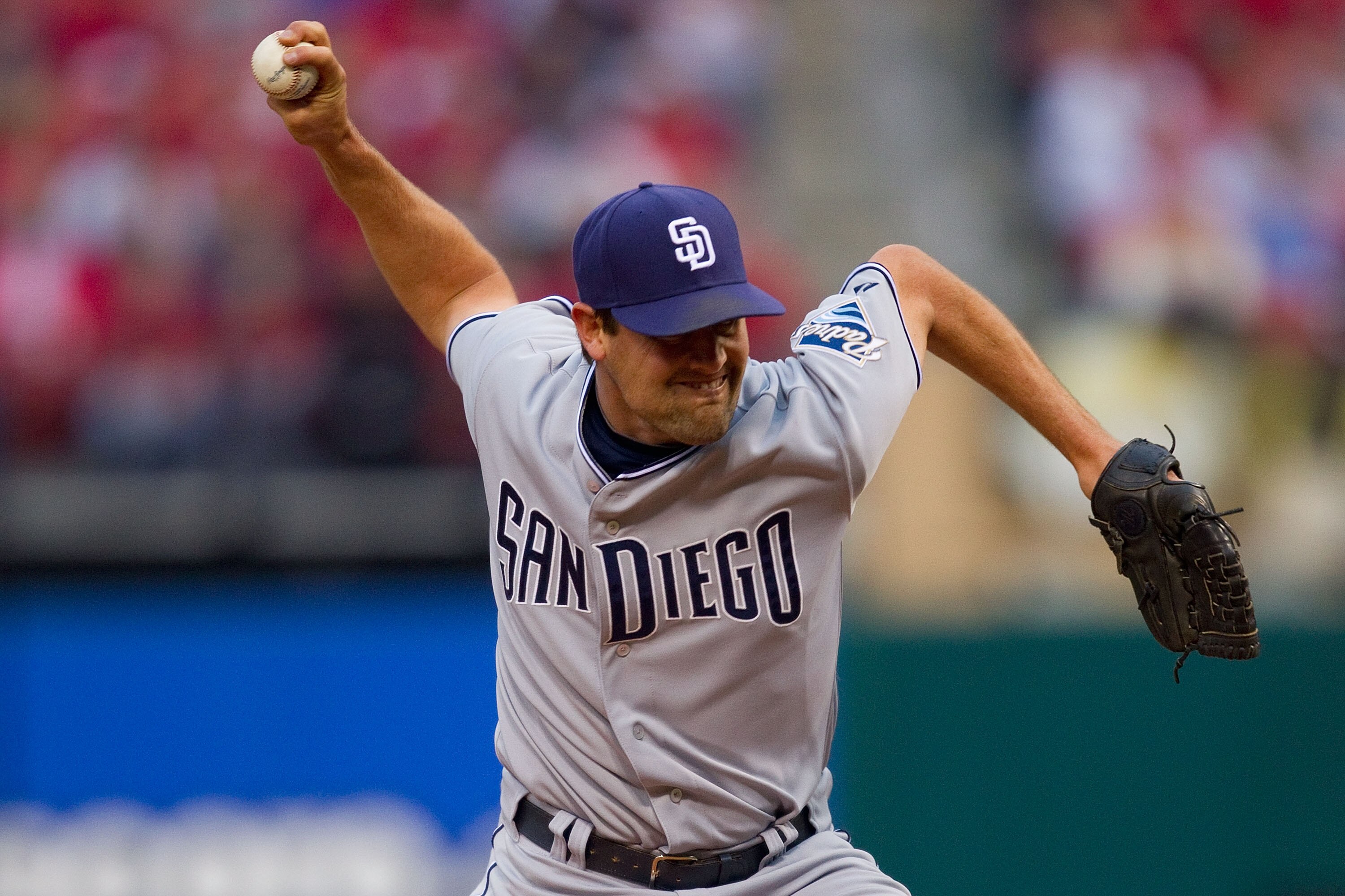 ST. LOUIS, MO - MARCH 31: Reliever Pat Neshek #34 of the San Diego Padres pitches against the St. Louis Cardinals on opening day at Busch Stadium on March 31, 2011 in St. Louis, Missouri.  (Photo by Dilip Vishwanat/Getty Images)