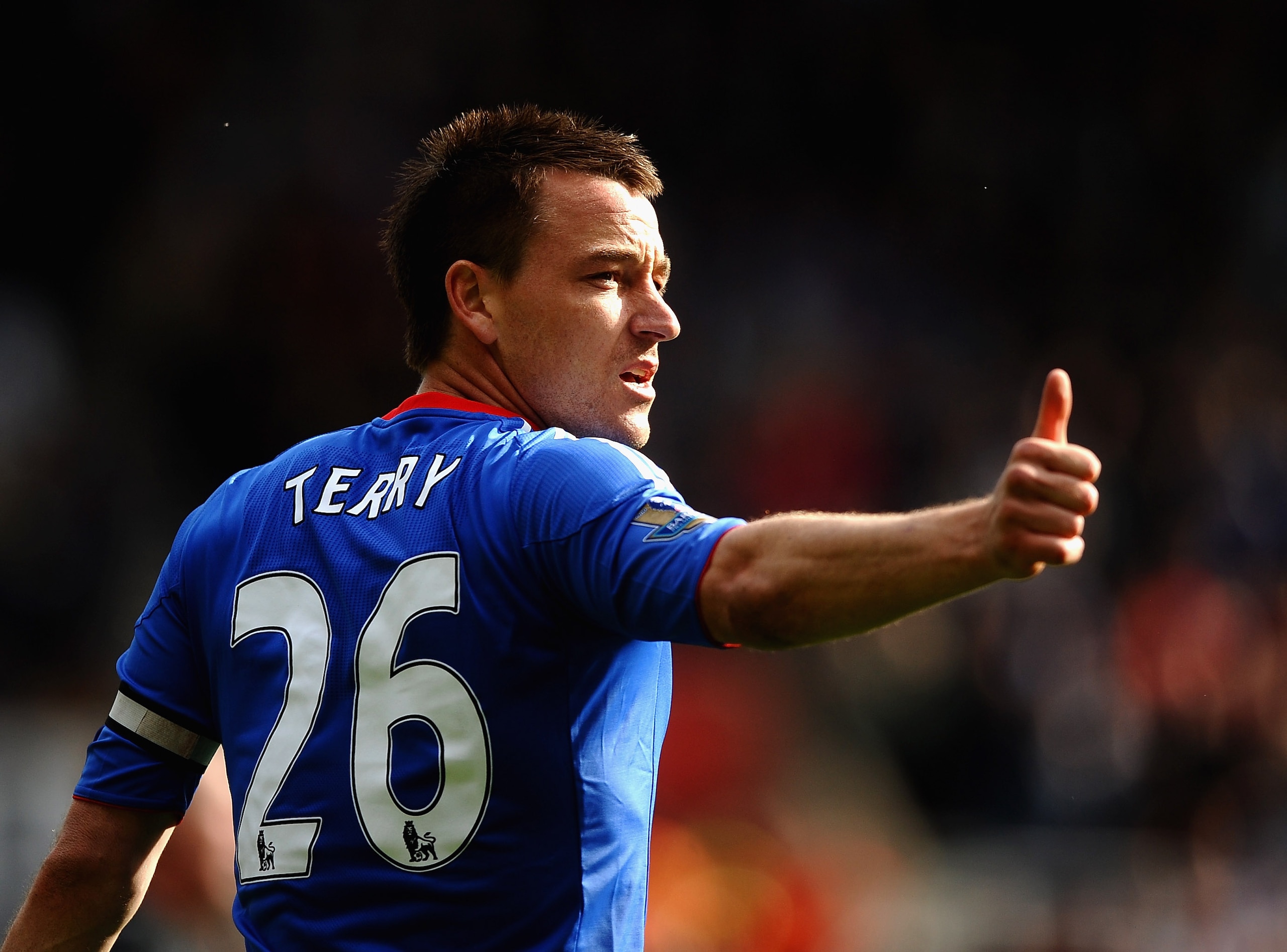 STOKE ON TRENT, ENGLAND - APRIL 02: John Terry of Chelsea looks on during the Barclays Premier League match between Stoke City and Chelsea at Britannia Stadium on April 2, 2011 in Stoke on Trent, England.  (Photo by Laurence Griffiths/Getty Images)