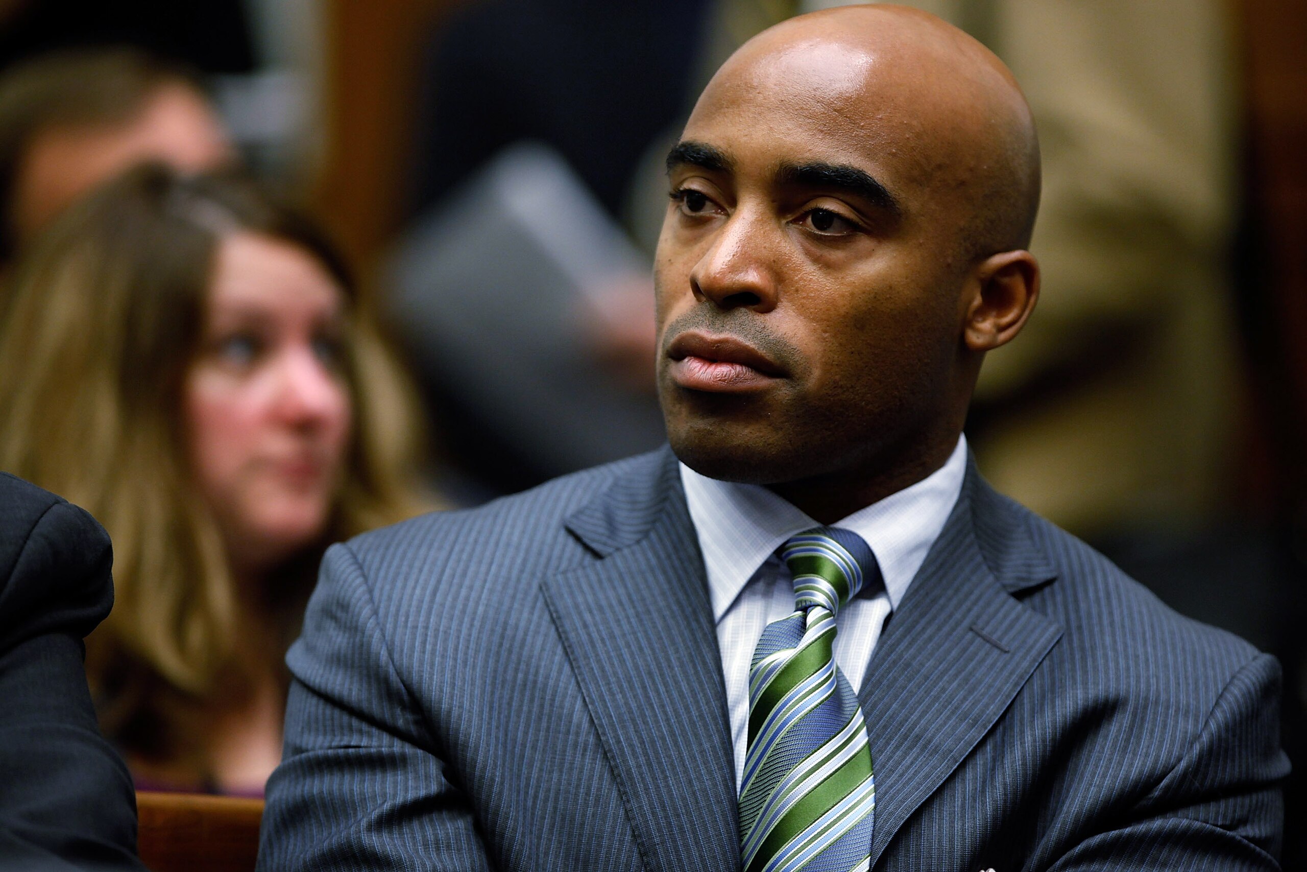 WASHINGTON - OCTOBER 28: Former National Football League player Tiki Barber listens to testimony during a hearing of the House Judiciary Committee about football brain injuries on Captiol Hill October 28, 2009 in Washington, DC. A recent NFL study of ret WASHINGTON - OCTOBER 28: Former National Football League player Tiki Barber listens to testimony during a hearing of the House Judiciary Committee about football brain injuries on Captiol Hill October 28, 2009 in Washington, DC. A recent NFL study of ret
