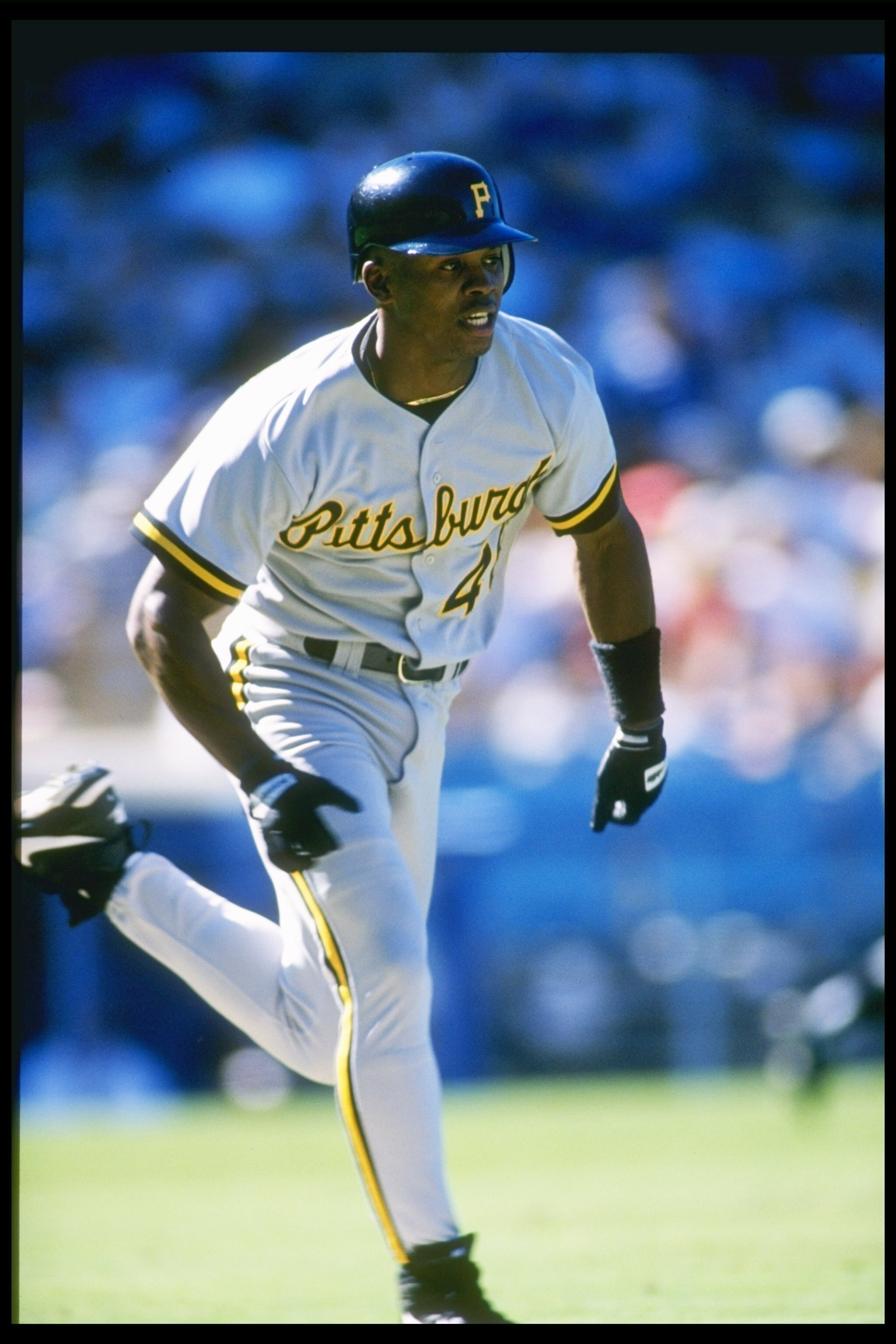 8 Sep 1996:  Center fielder Jermaine Allenworth of the Pittsburgh Pirates runs to a base during a game against the Los Angeles Dodgers at Dodger Stadium in Los Angeles, California.  The Pirates won the game 4-1. Mandatory Credit: Todd Warshaw  /Allsport
