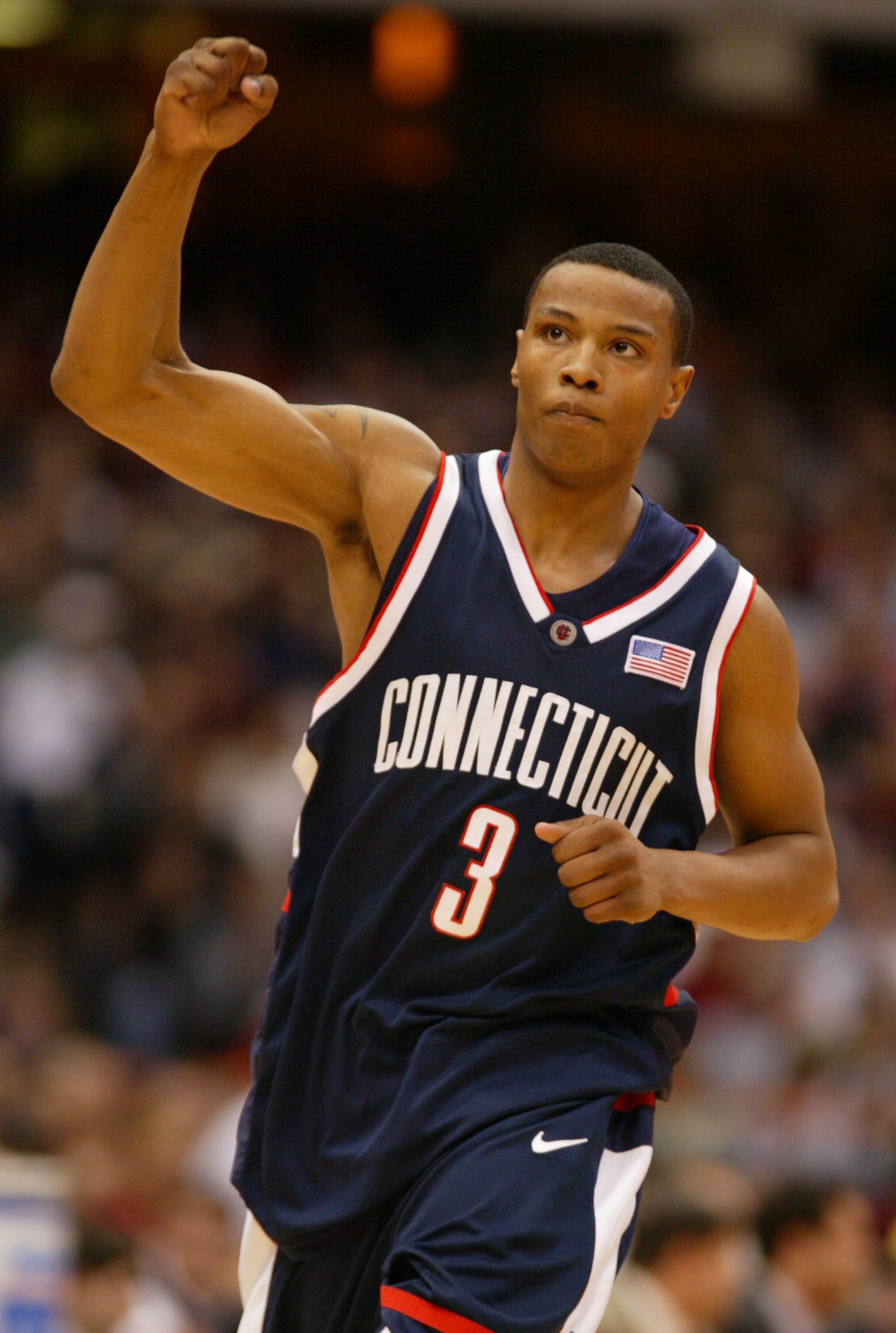 24 Mar 2002: Caron Butler #3 of Connecticut raises his hand after a point against Maryland during the East Regional Semifinal at the Carrier Dome in Syracuse, New York. Digital Image Mandatory Credit: Al Bello/Getty Images 24 Mar 2002: Caron Butler #3 of Connecticut raises his hand after a point against Maryland during the East Regional Semifinal at the Carrier Dome in Syracuse, New York. Digital Image Mandatory Credit: Al Bello/Getty Images