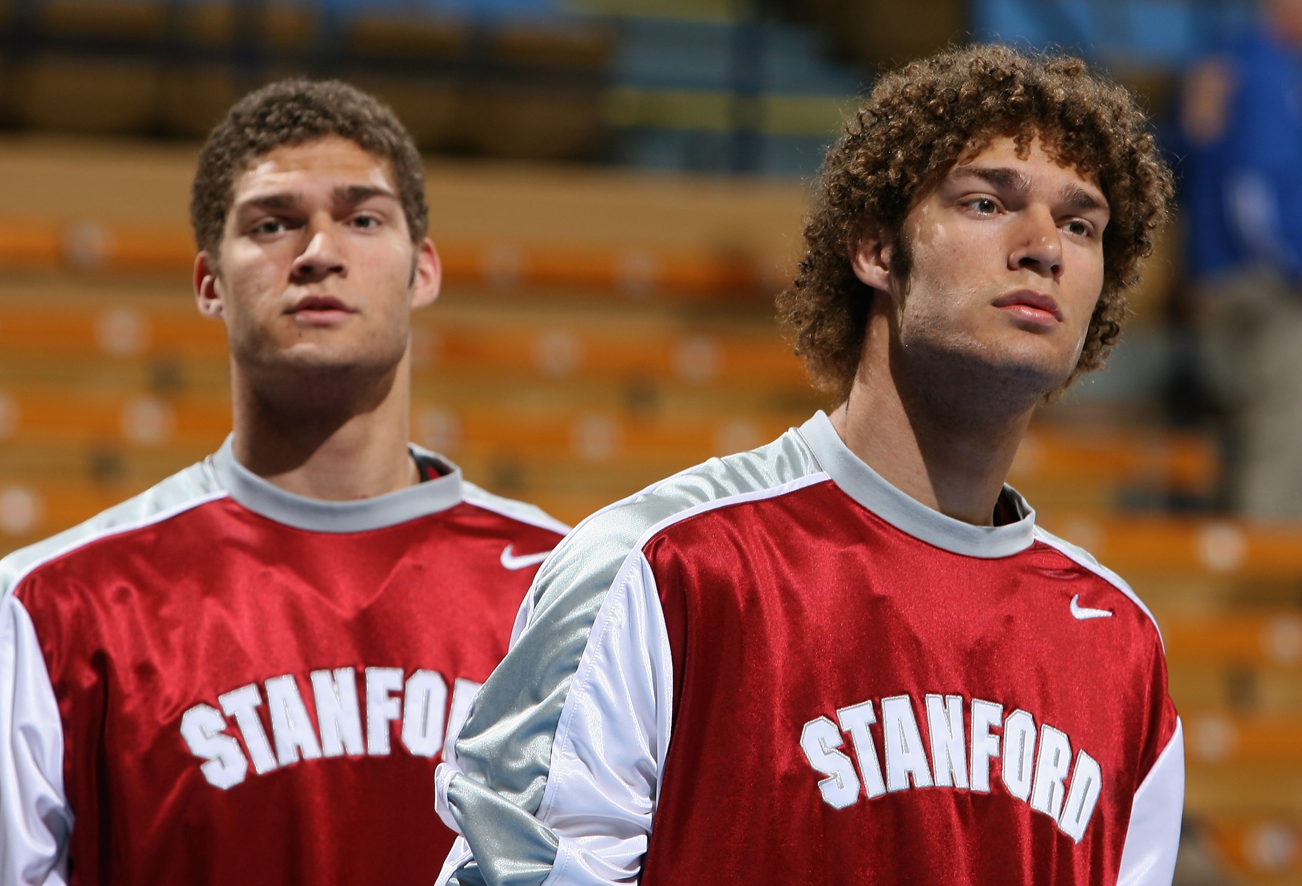 WESTWOOD, CA - MARCH 06: Brothers Robin Lopez #42 (R) and Brook Lopez #11 (L) of the Stanford Cardinals warm up before the college basketball game against the UCLA Bruins at Pauley Pavilion on March 6, 2008 in Westwood, California. (Photo by Christian P WESTWOOD, CA - MARCH 06: Brothers Robin Lopez #42 (R) and Brook Lopez #11 (L) of the Stanford Cardinals warm up before the college basketball game against the UCLA Bruins at Pauley Pavilion on March 6, 2008 in Westwood, California. (Photo by Christian P